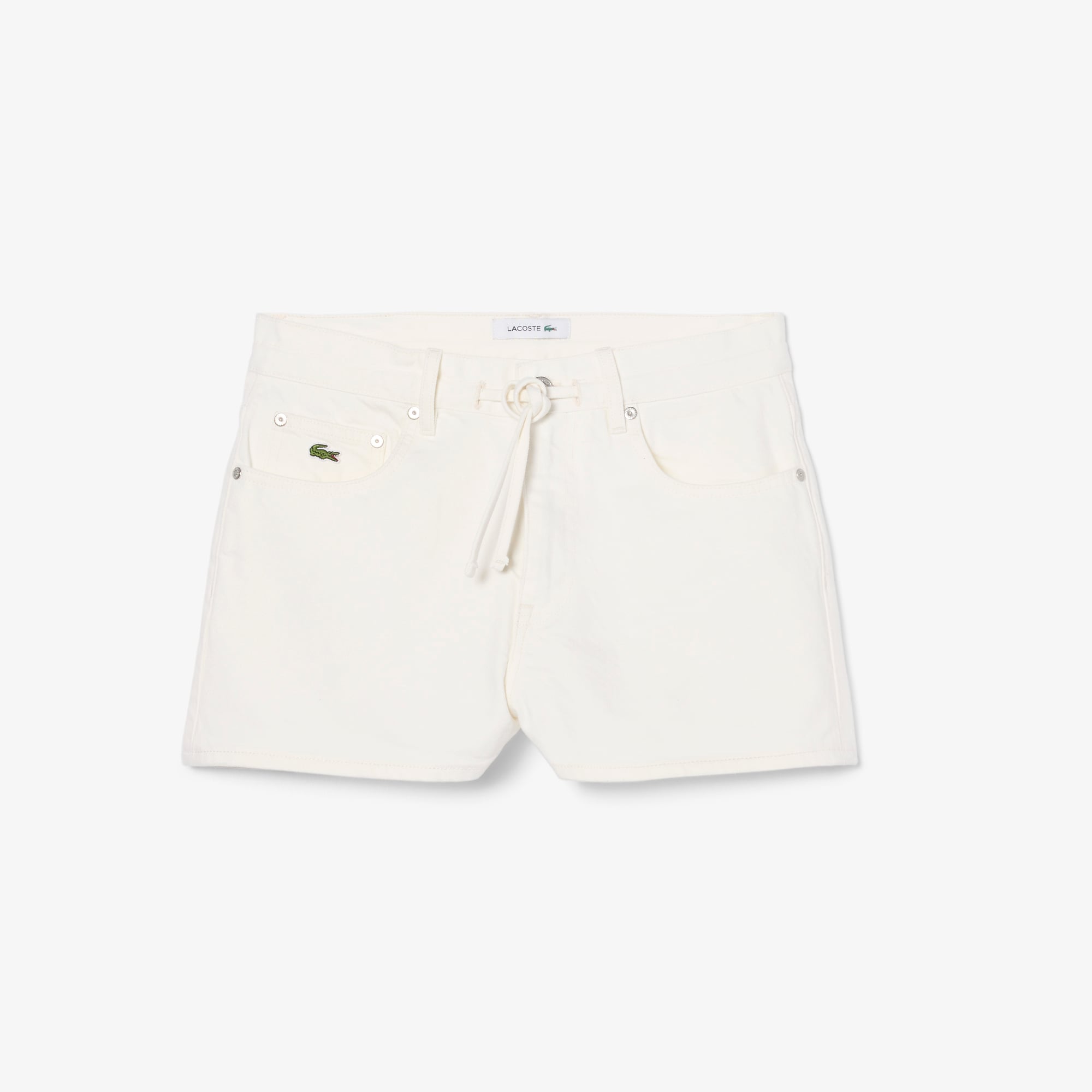 Lacoste Kadın Wide Leg Denim Beyaz Şort görsel 4