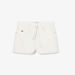 Kadın Wide Leg Denim Beyaz Şort Beyaz