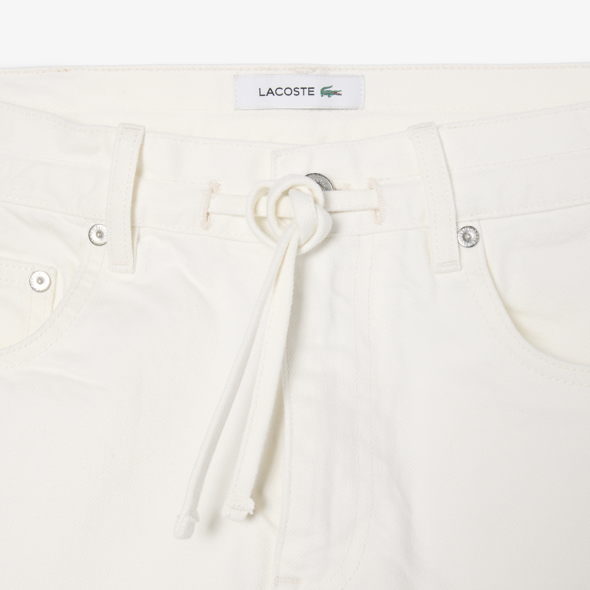 Lacoste Kadın Wide Leg Denim Beyaz Şort görsel 6