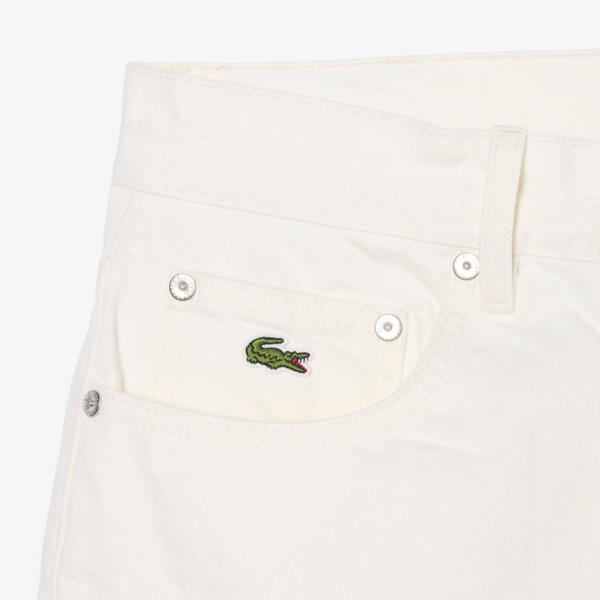 Lacoste Kadın Wide Leg Denim Beyaz Şort görsel 5