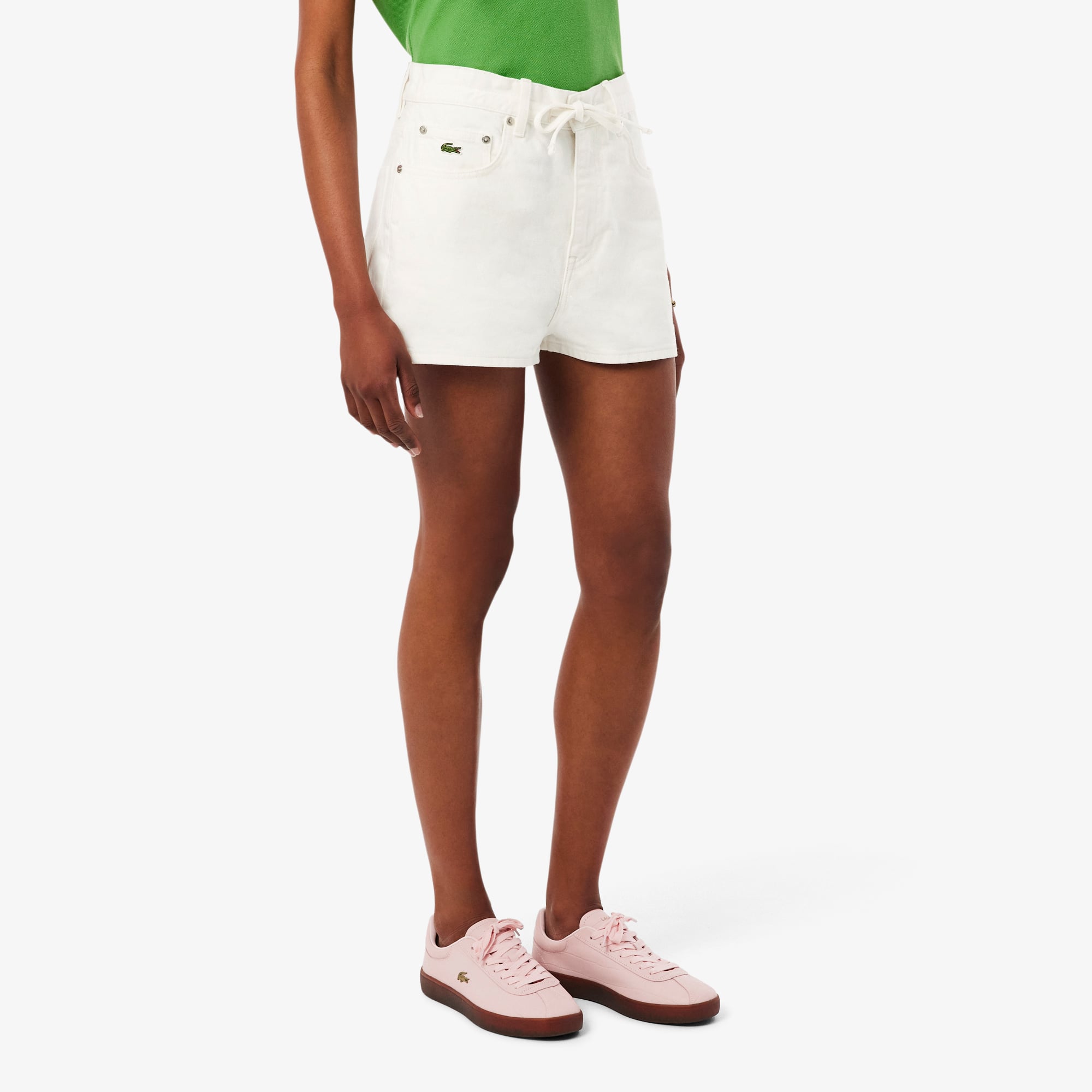 Lacoste Kadın Wide Leg Denim Beyaz Şort görsel 2