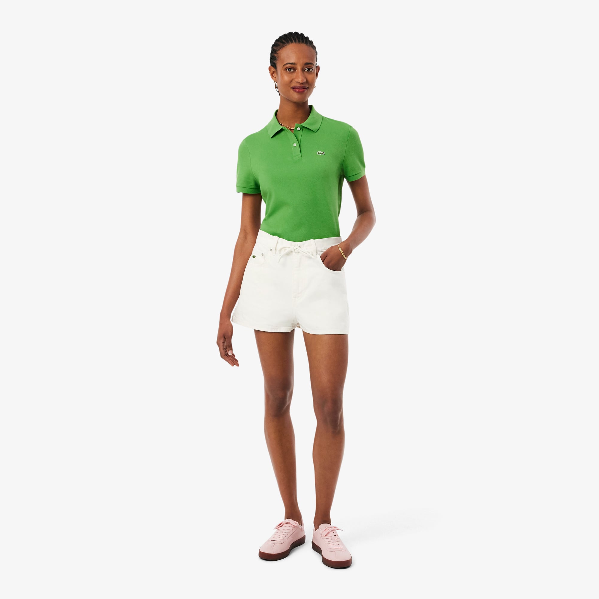 Lacoste Kadın Wide Leg Denim Beyaz Şort