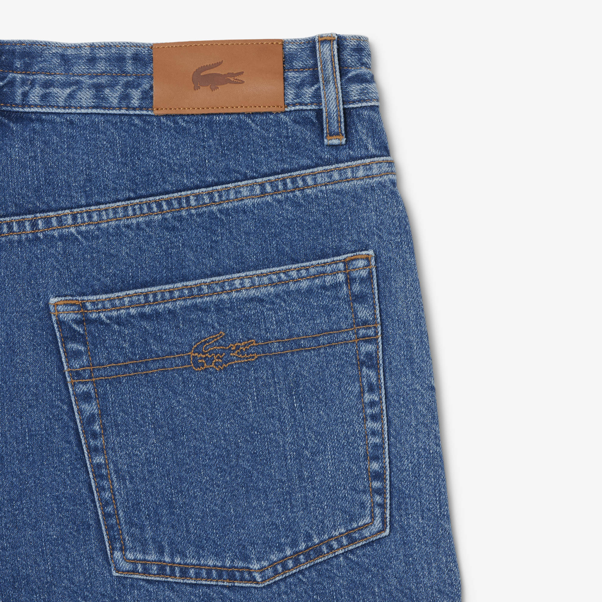 Lacoste Kadın Wide Leg Denim Lacivert Şort görsel 6