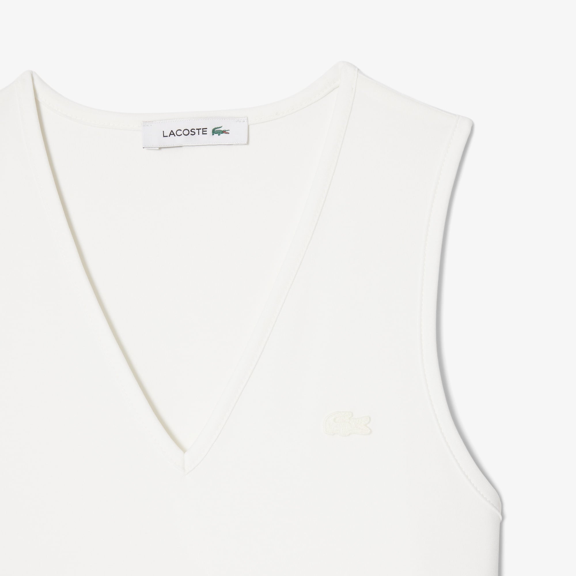 Kadın Regular Fit Kolsuz V Yaka Beyaz Elbise