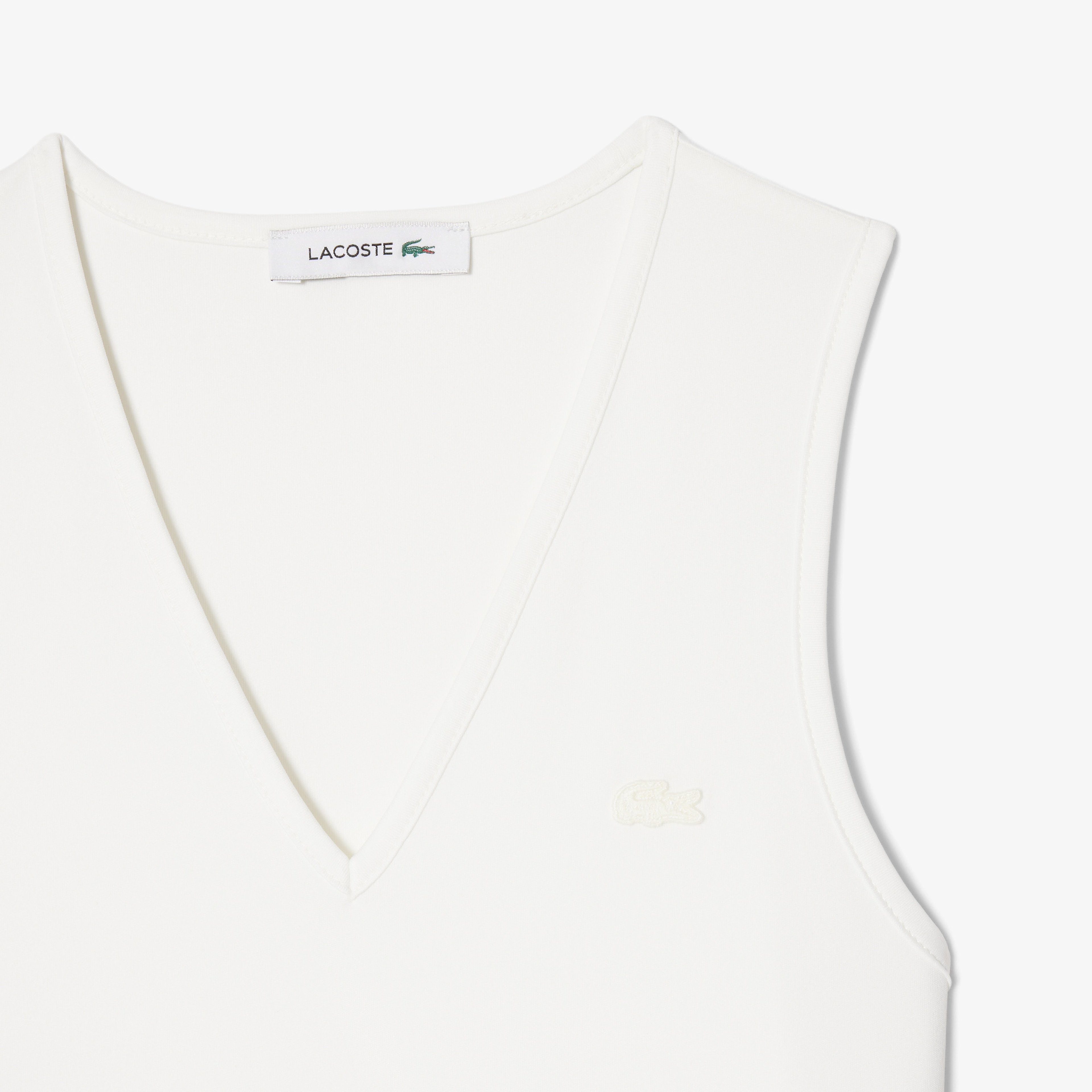 Kadın Regular Fit Kolsuz V Yaka Beyaz Elbise