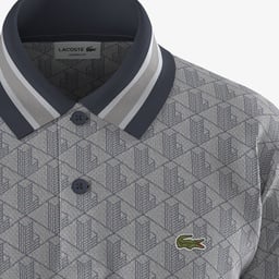 Erkek Classic Fit Monogram Gri Polo Gri