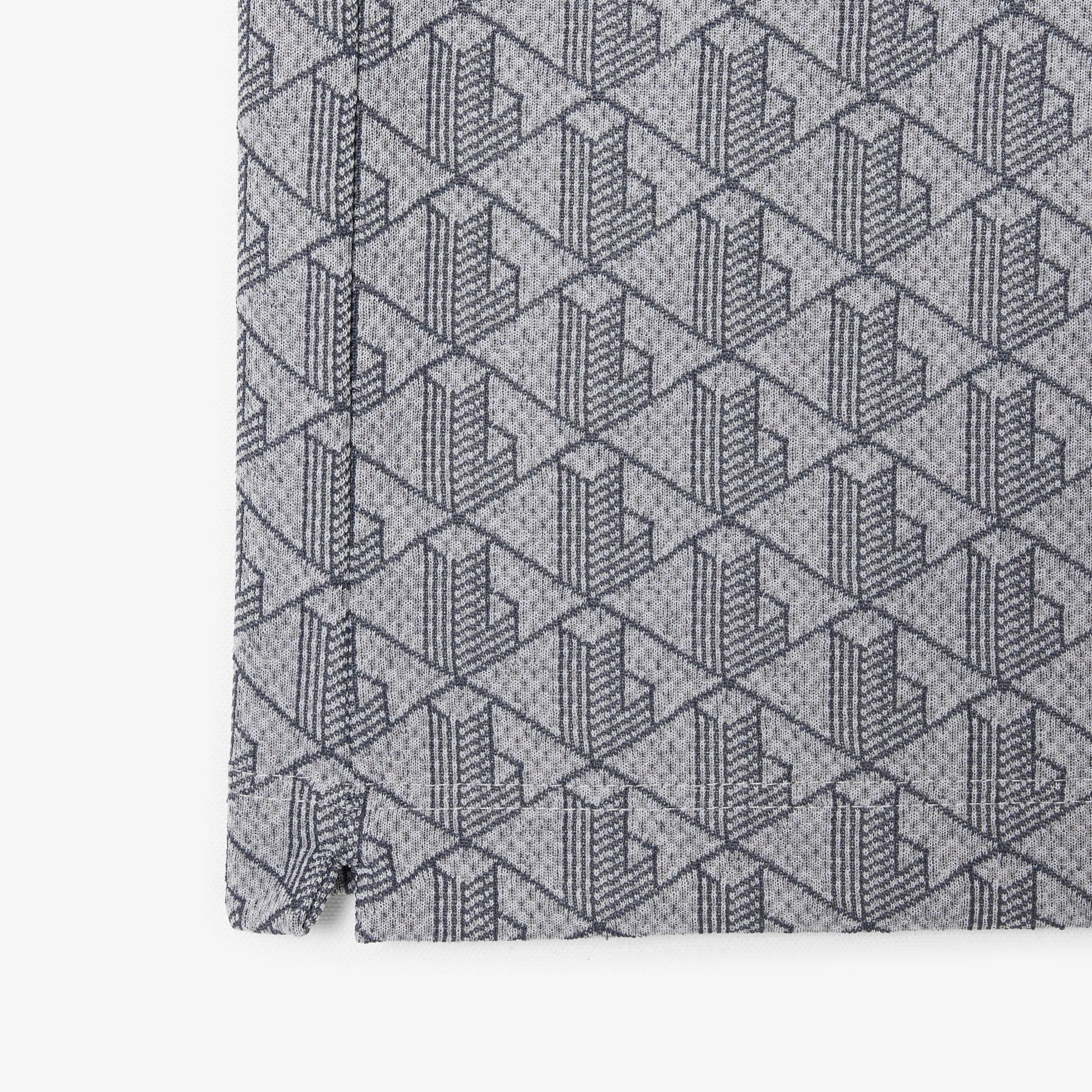 Erkek Classic Fit Monogram Gri Polo