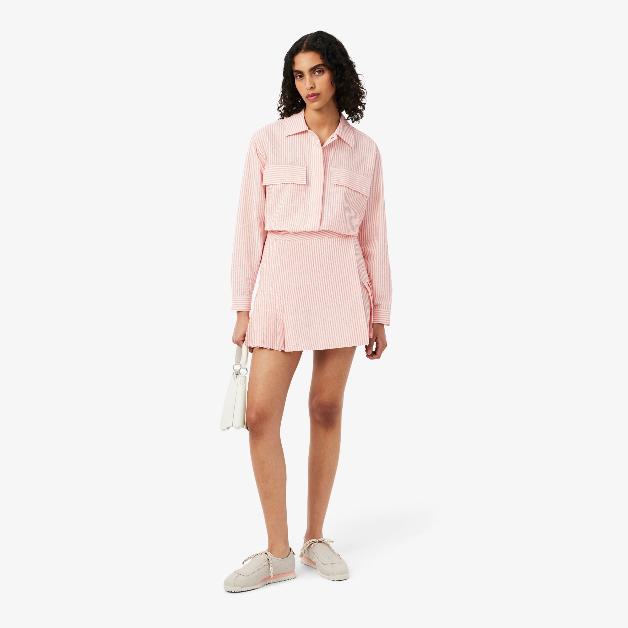 Lacoste Kadın Çizgili Pembe Etek