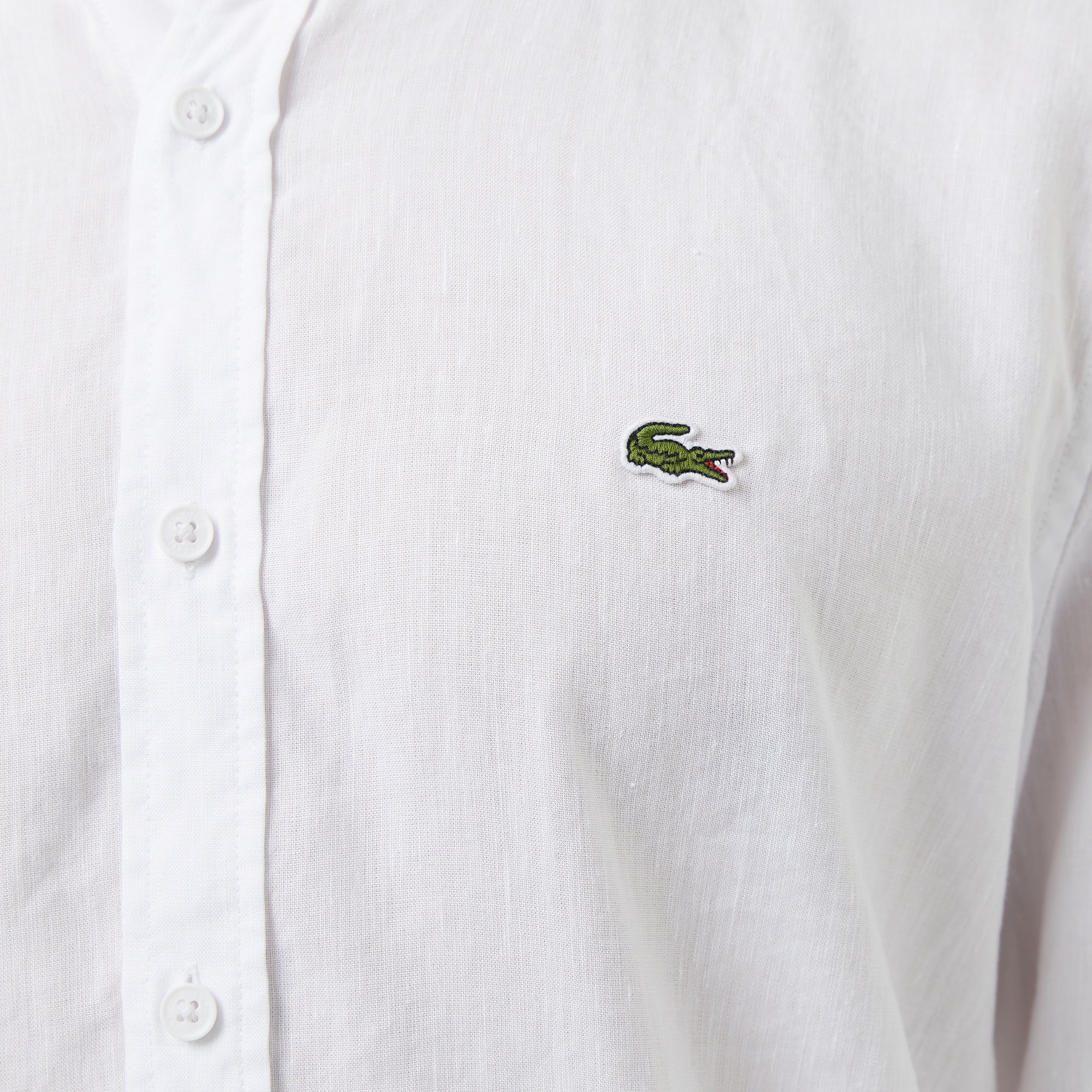 Erkek Slim Fit Keten Beyaz Gömlek