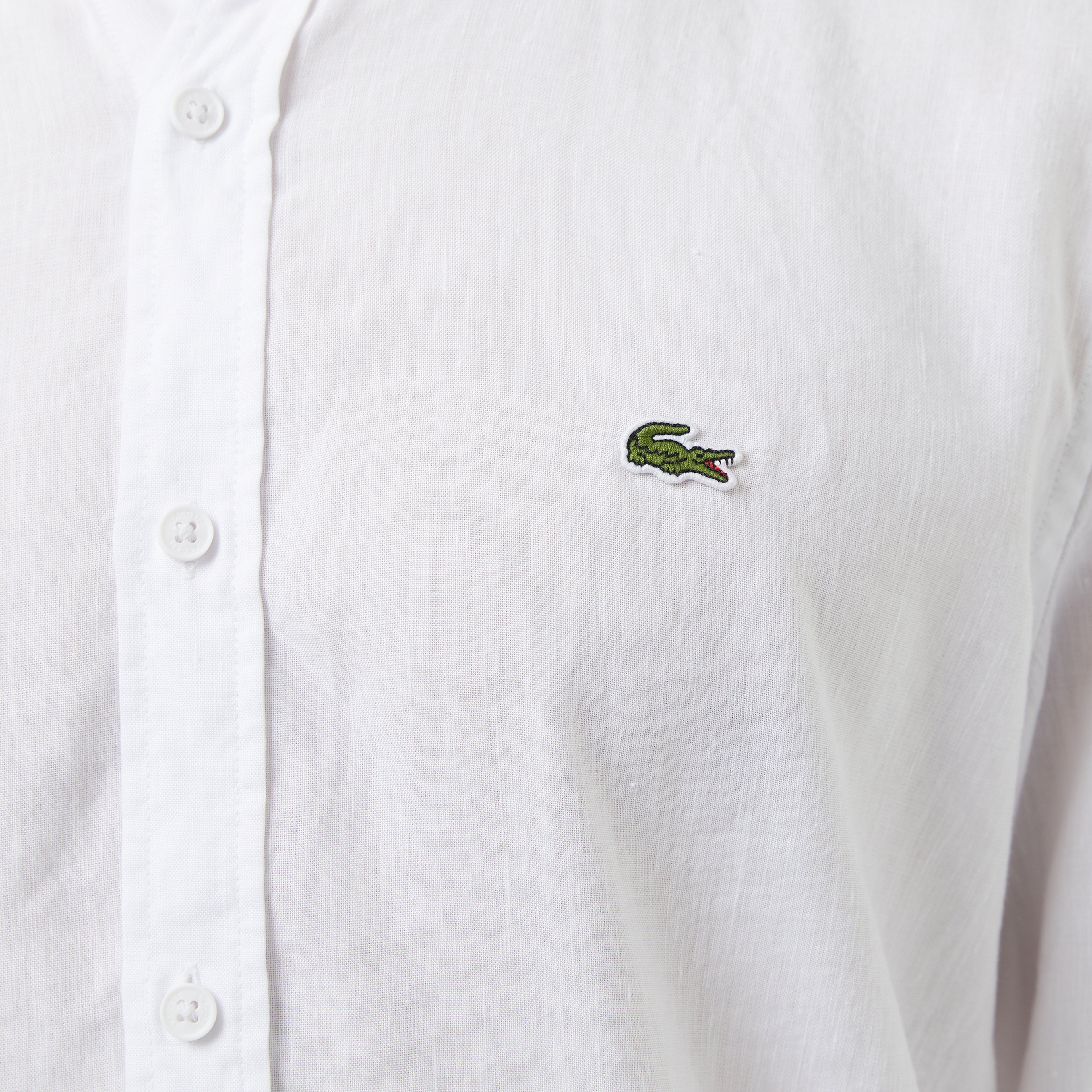 Erkek Slim Fit Keten Beyaz Gömlek