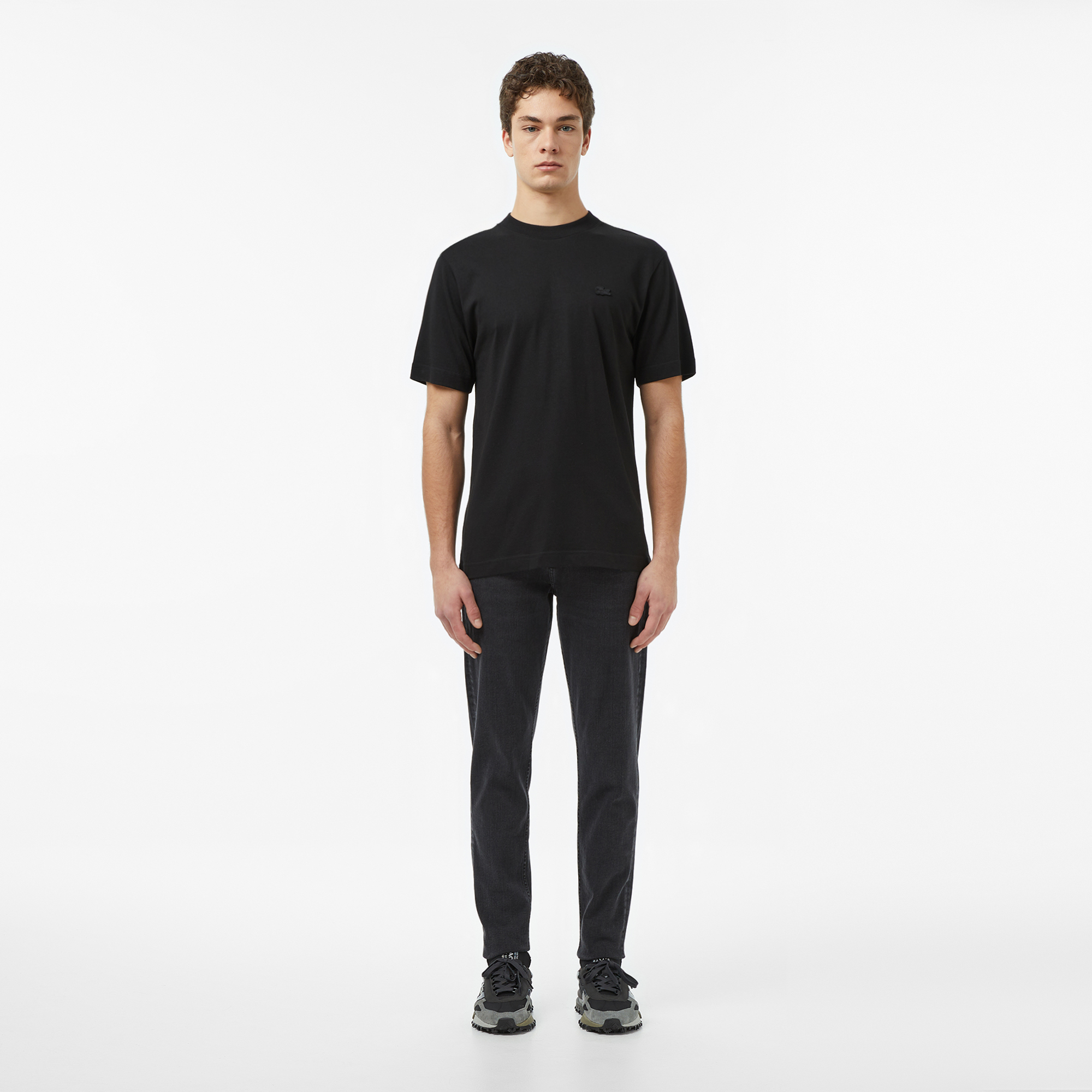 Lacoste Erkek Relaxed Fit Bisiklet Yaka Siyah T-Shirt görsel 5