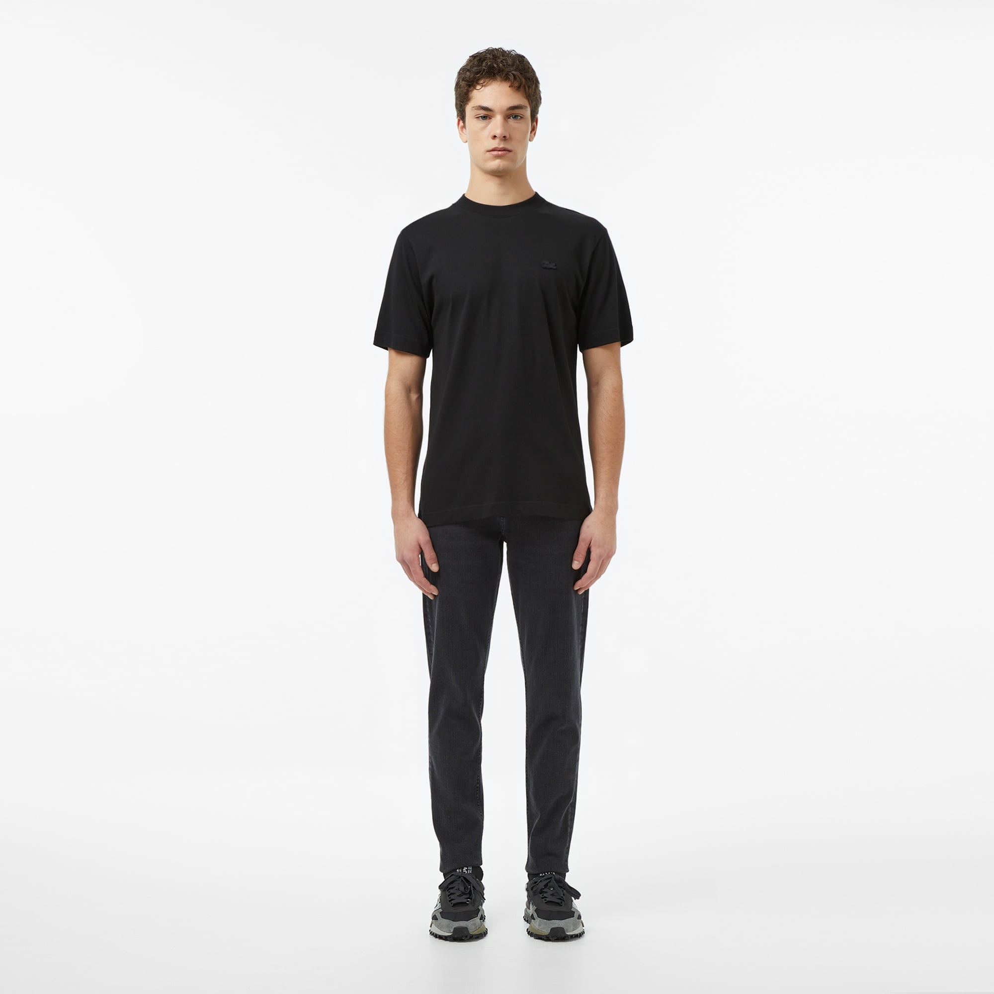 Erkek Relaxed Fit Bisiklet Yaka Siyah T-Shirt