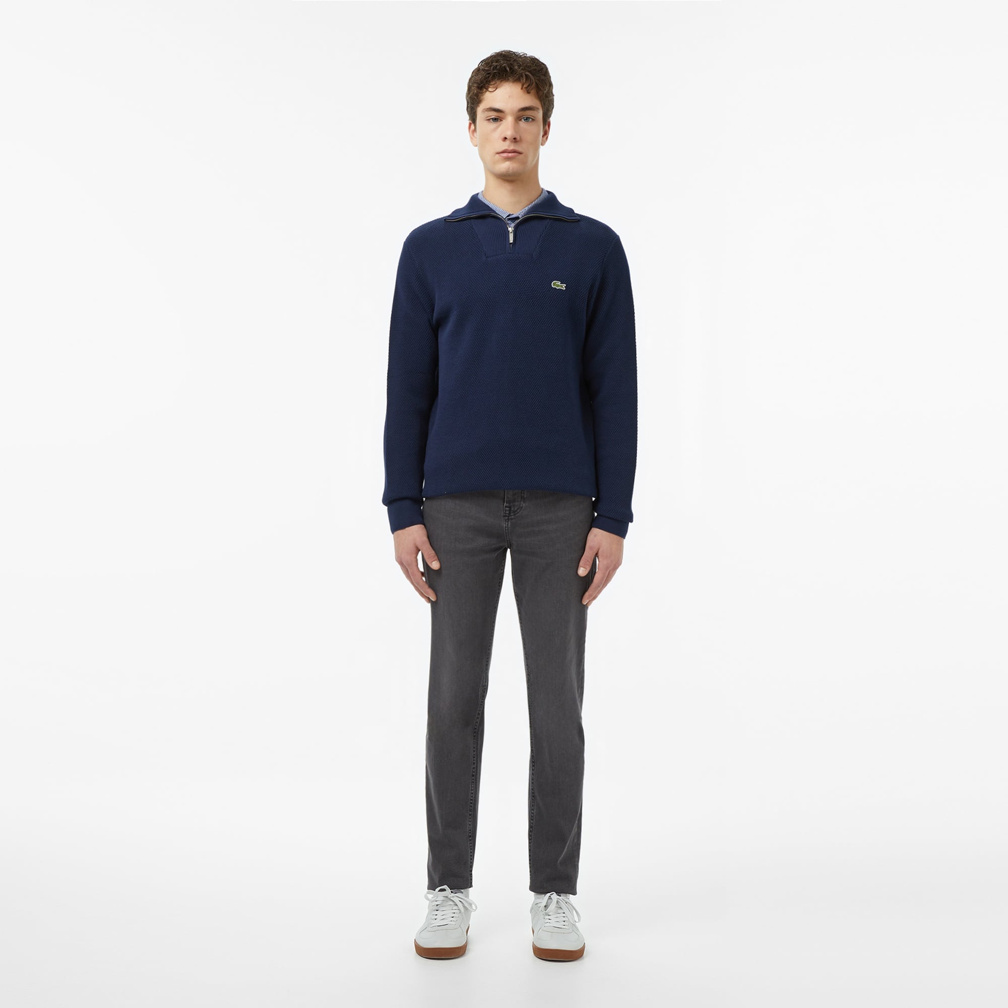 Erkek Classic Fit Yarım Fermuarlı Lacivert Kazak