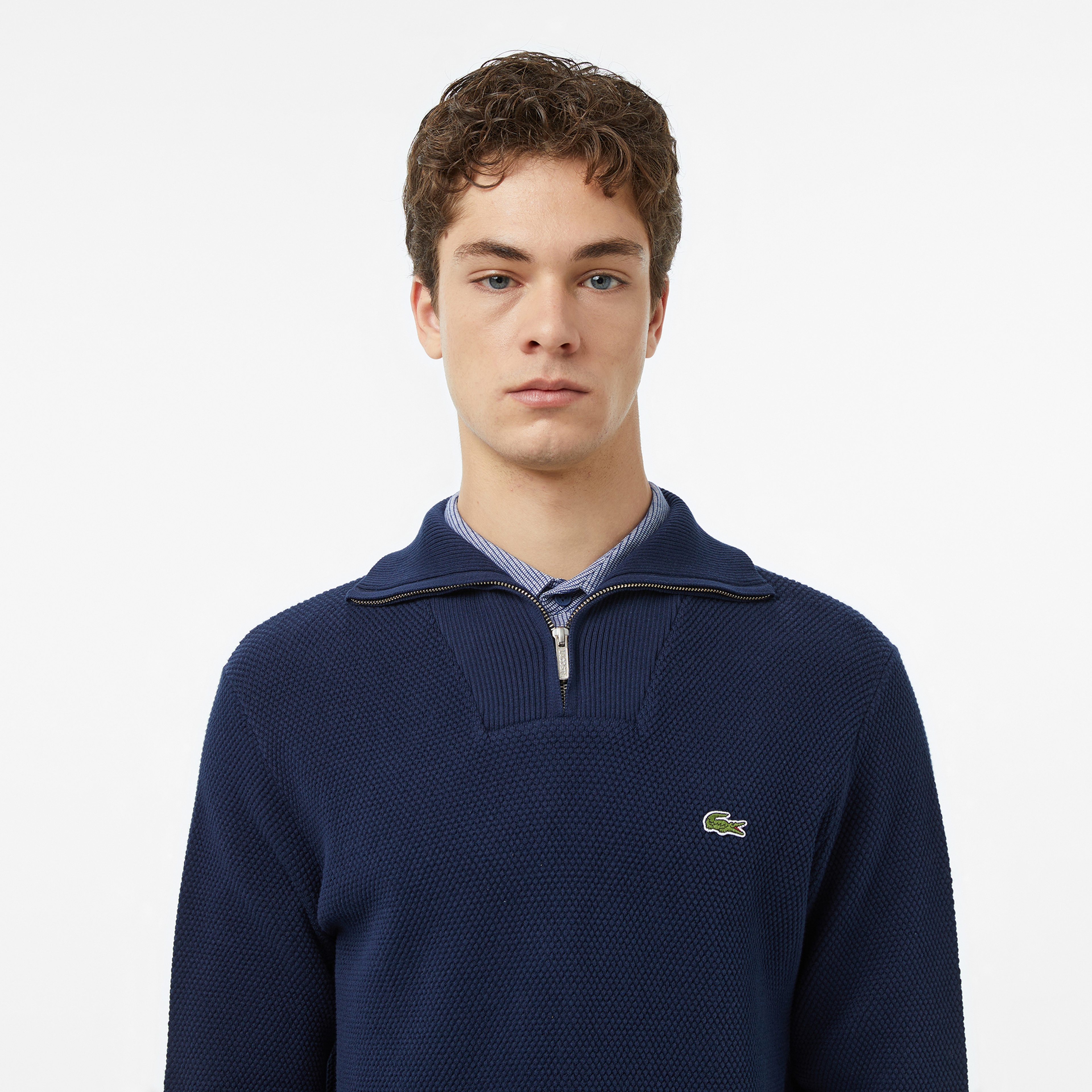 Erkek Classic Fit Yarım Fermuarlı Lacivert Kazak