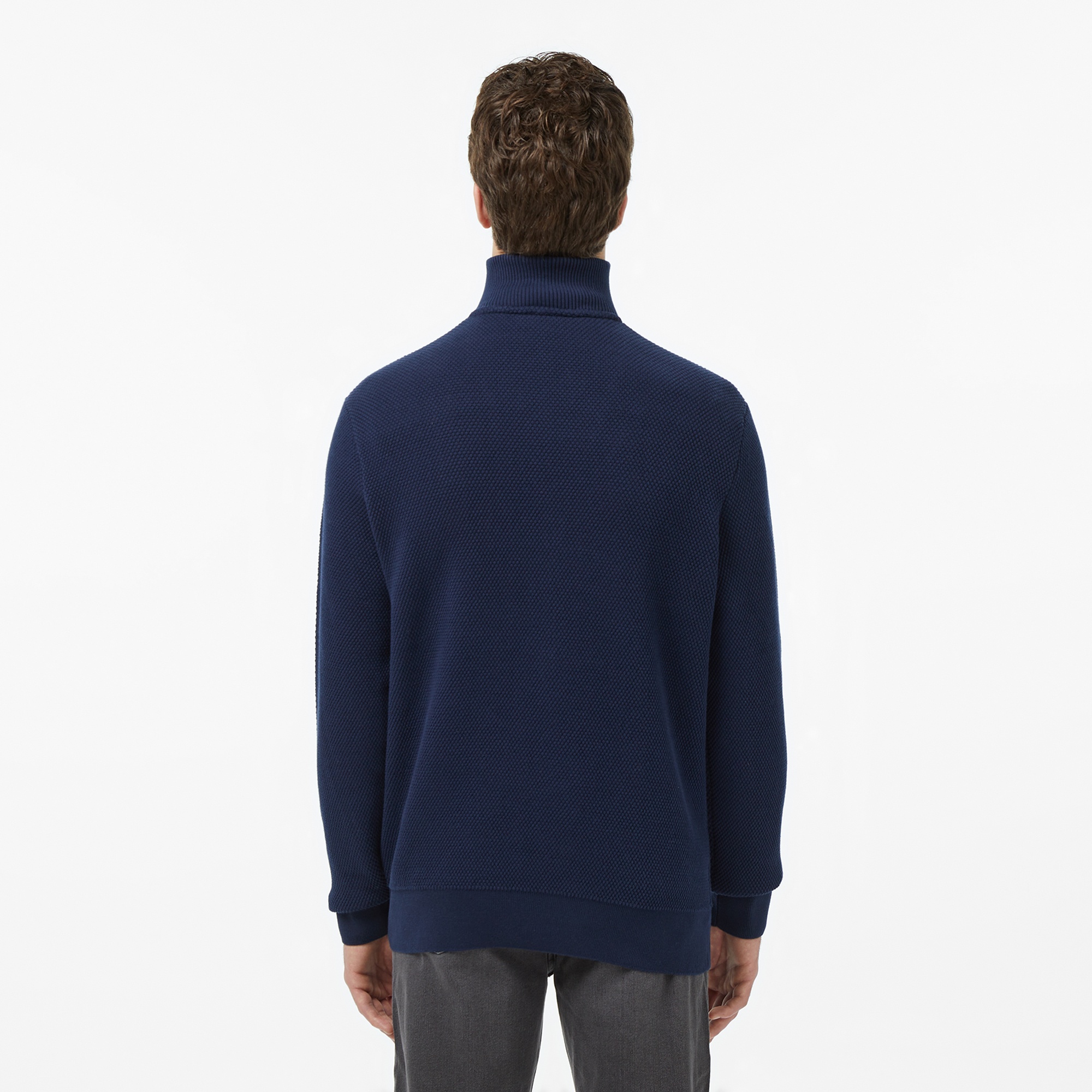 Erkek Classic Fit Yarım Fermuarlı Lacivert Kazak