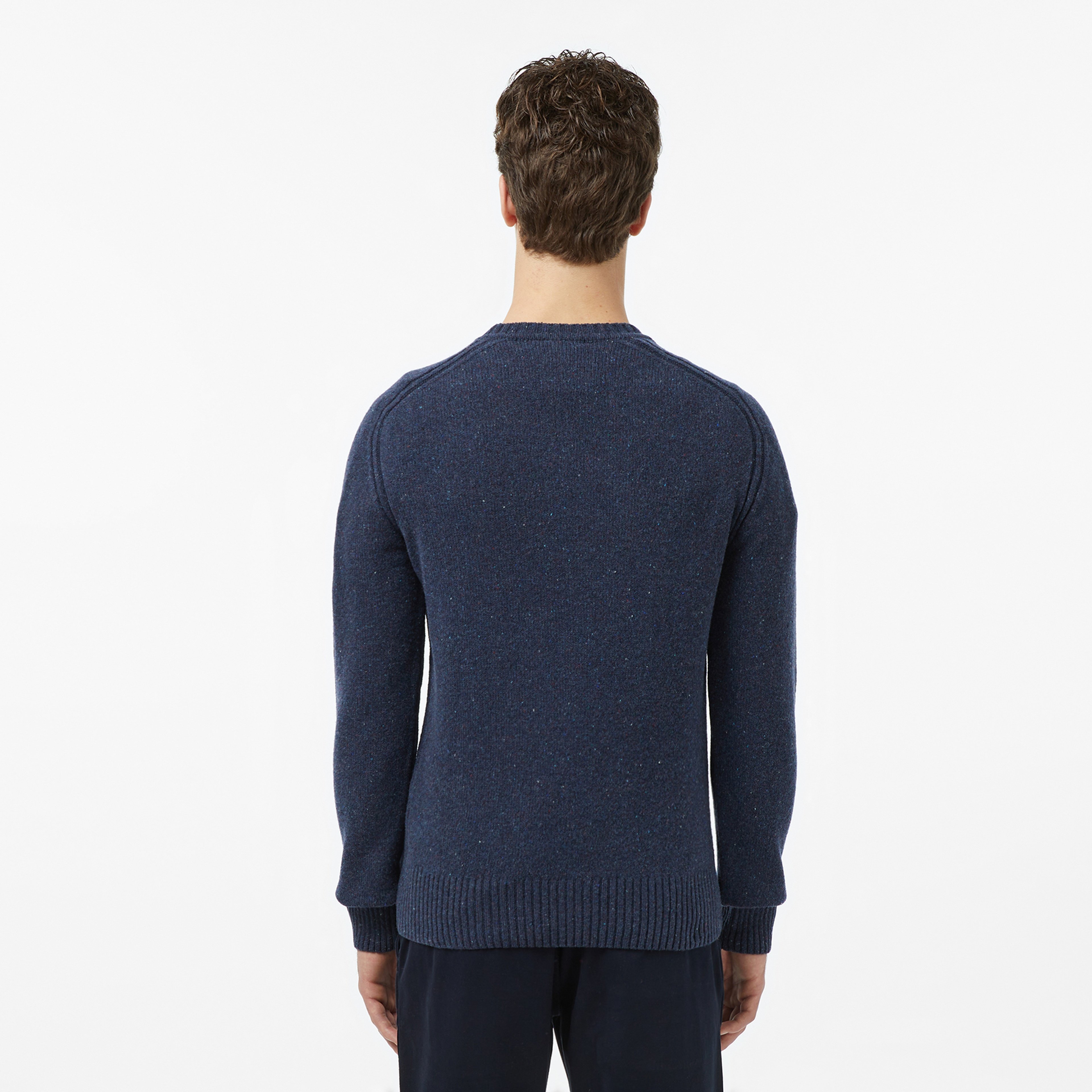 Erkek Classic Fit Bisiklet Yaka Yün Lacivert Kazak