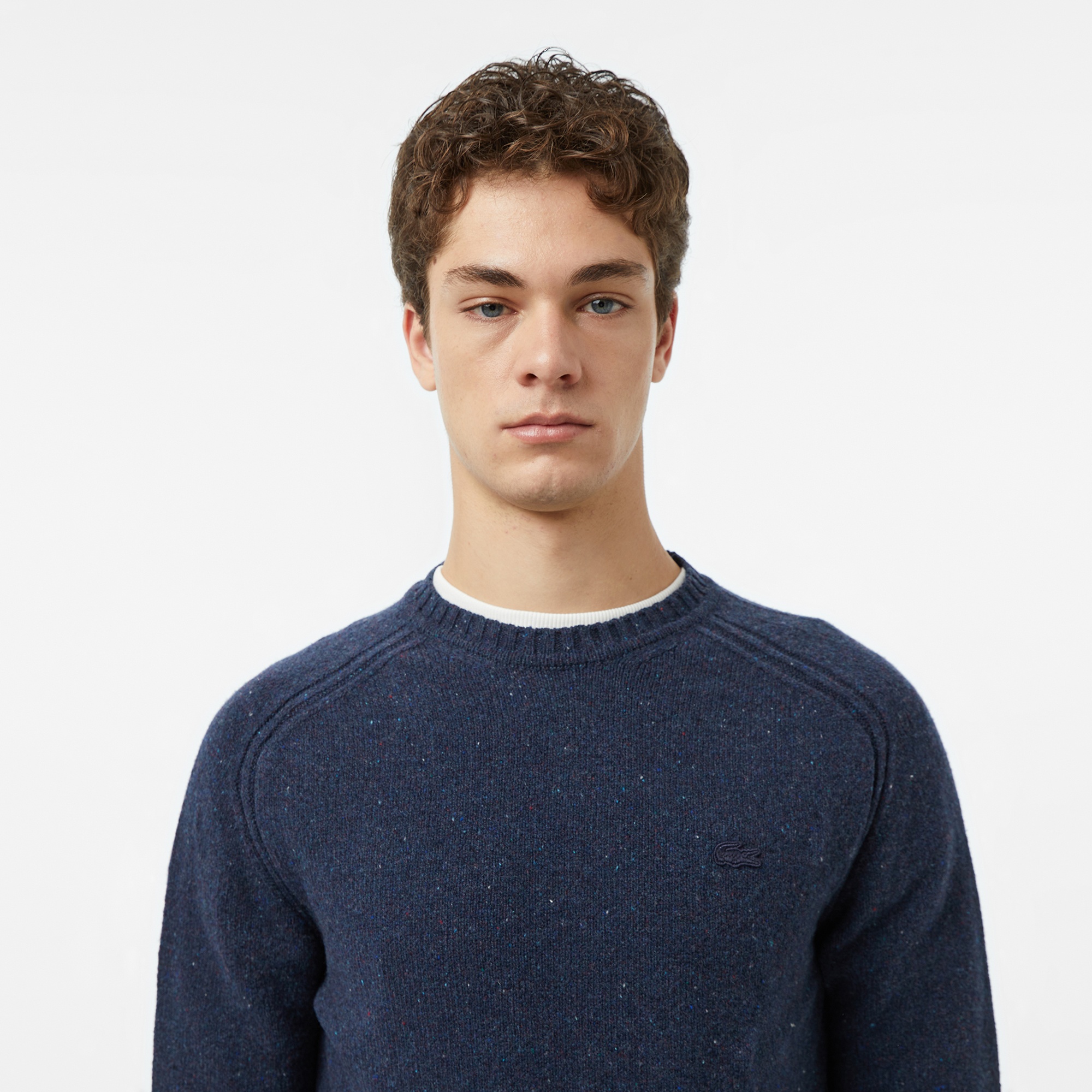 Erkek Classic Fit Bisiklet Yaka Yün Lacivert Kazak