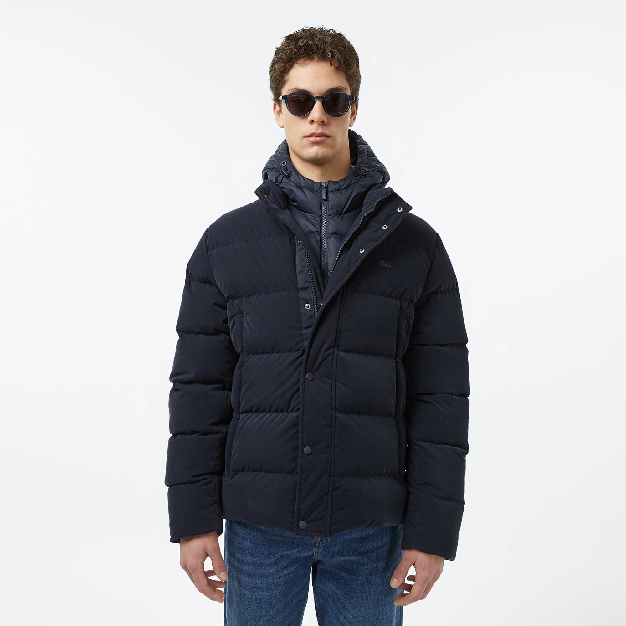 Erkek Kapüşonlu Lacivert Mont