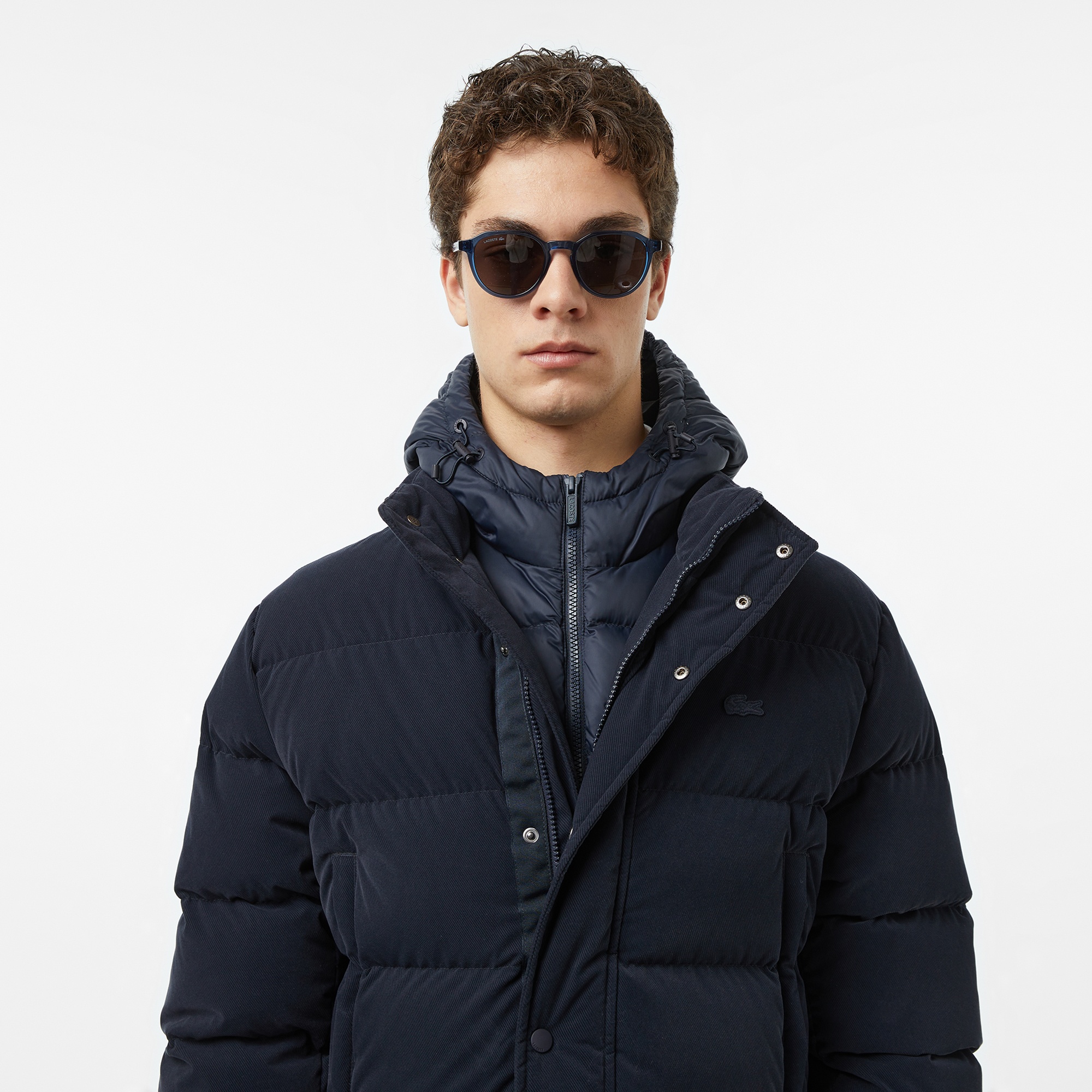 Erkek Kapüşonlu Lacivert Mont