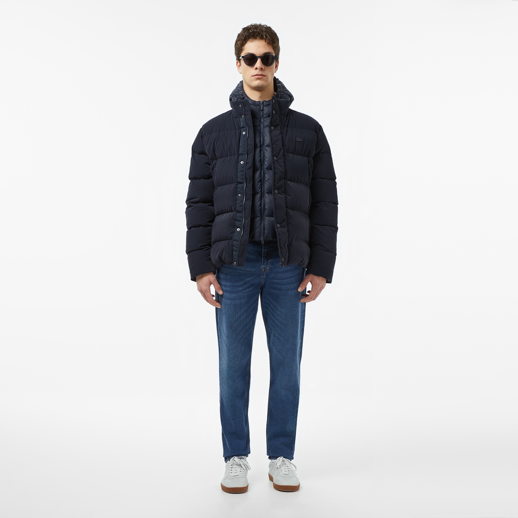 Erkek Kapüşonlu Lacivert Mont