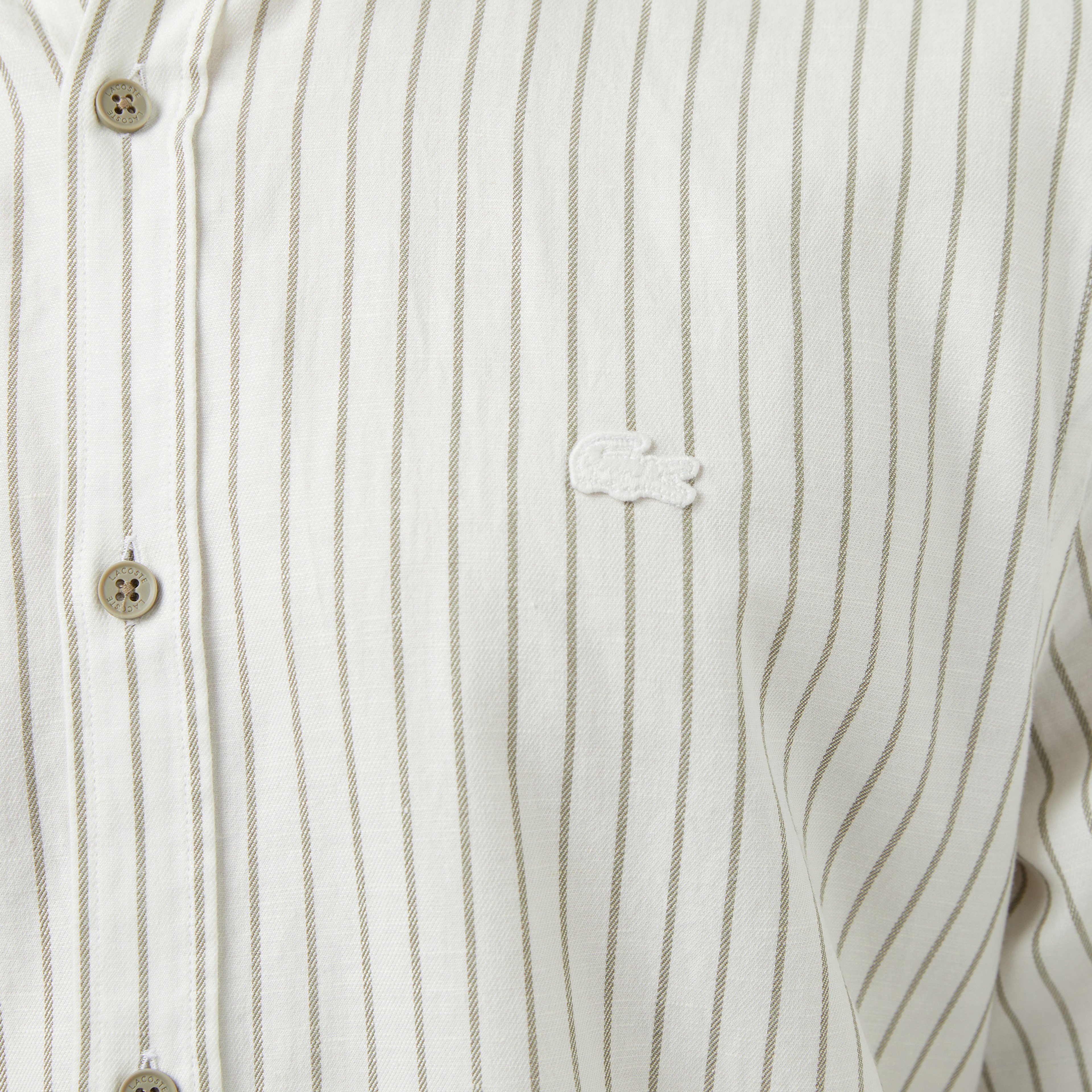 Erkek Reguar Fit Düğmeli Yaka Krem Gömlek