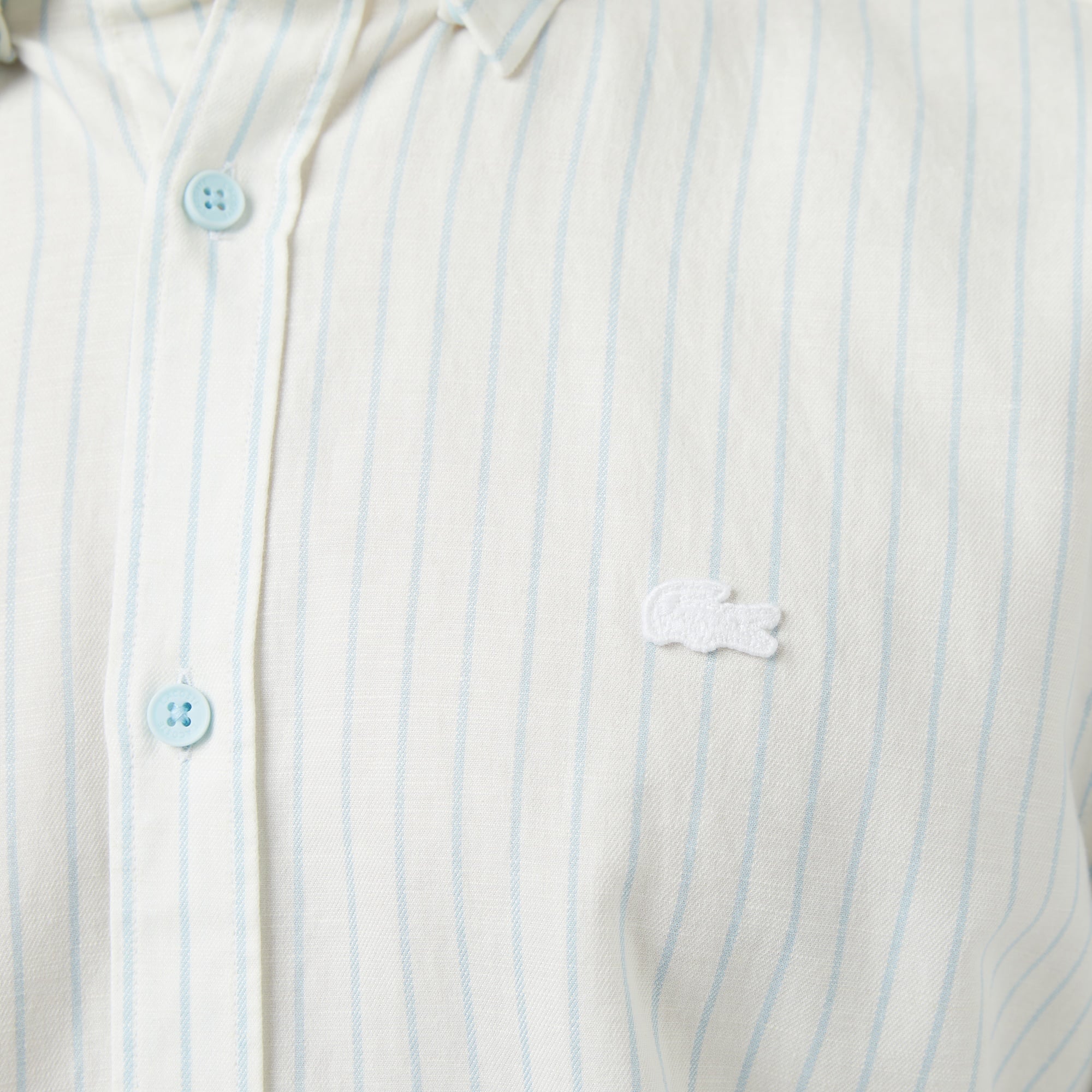 Erkek Reguar Fit Çizgili Beyaz Gömlek