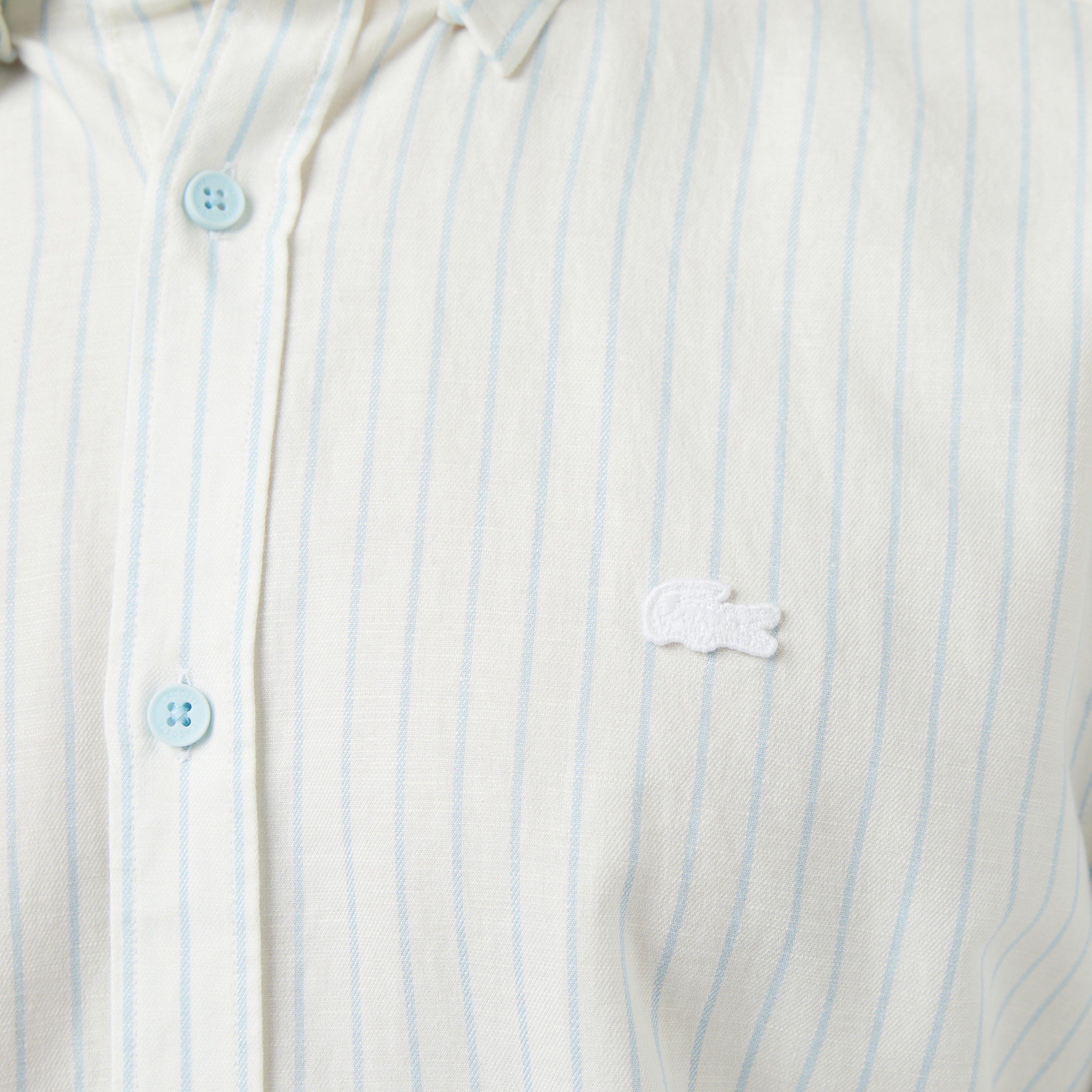 Erkek Reguar Fit Çizgili Beyaz Gömlek