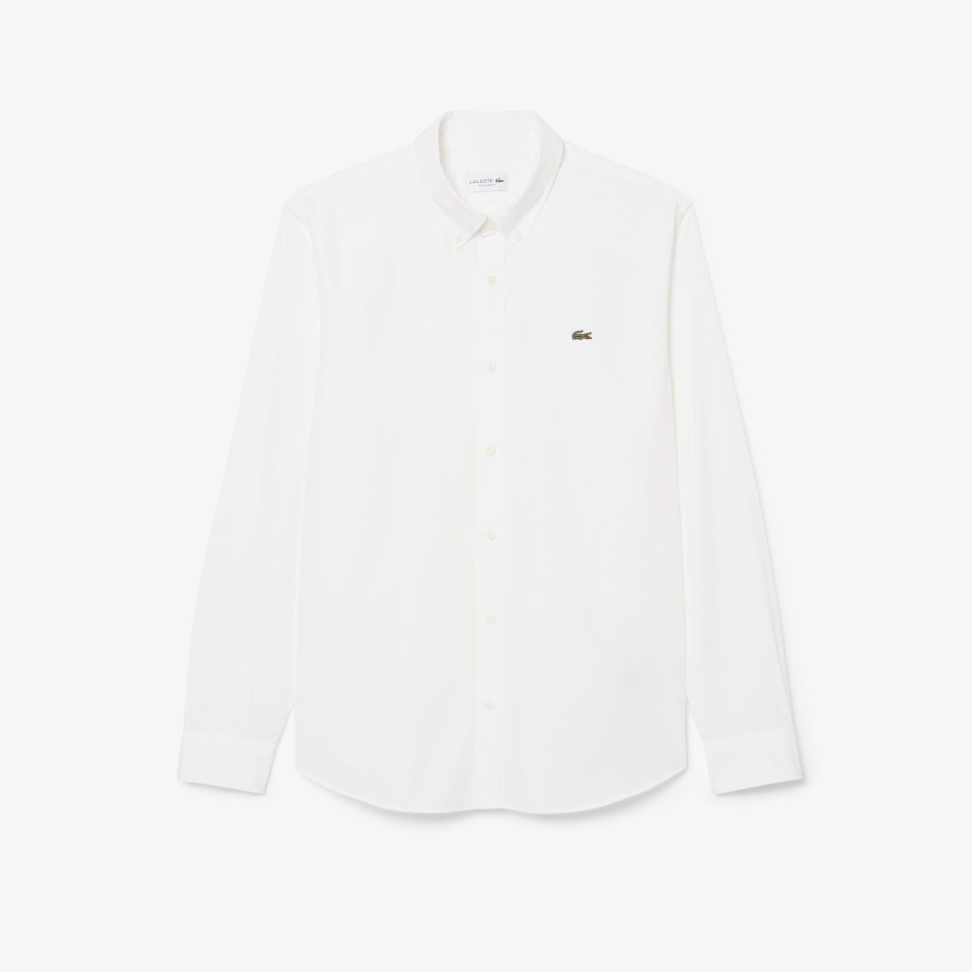 Erkek Regular Fit Düğmeli Yaka Beyaz Gömlek