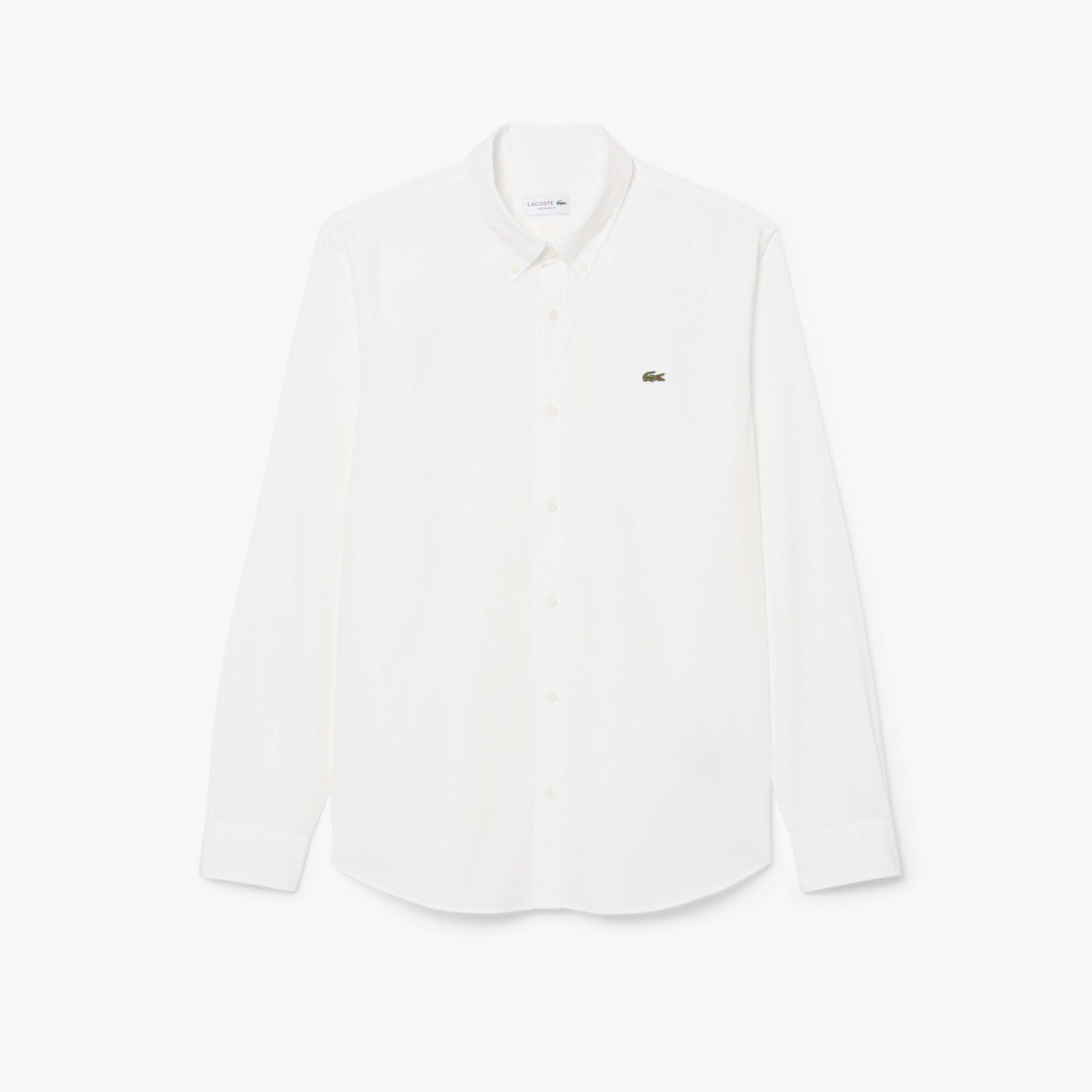 Erkek Regular Fit Düğmeli Yaka Beyaz Gömlek