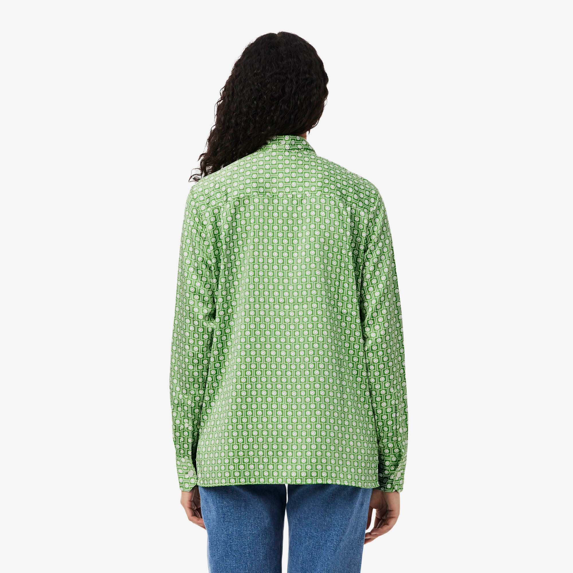 Lacoste Kadın Regular Fit Desenli Yeşil Gömlek görsel 3