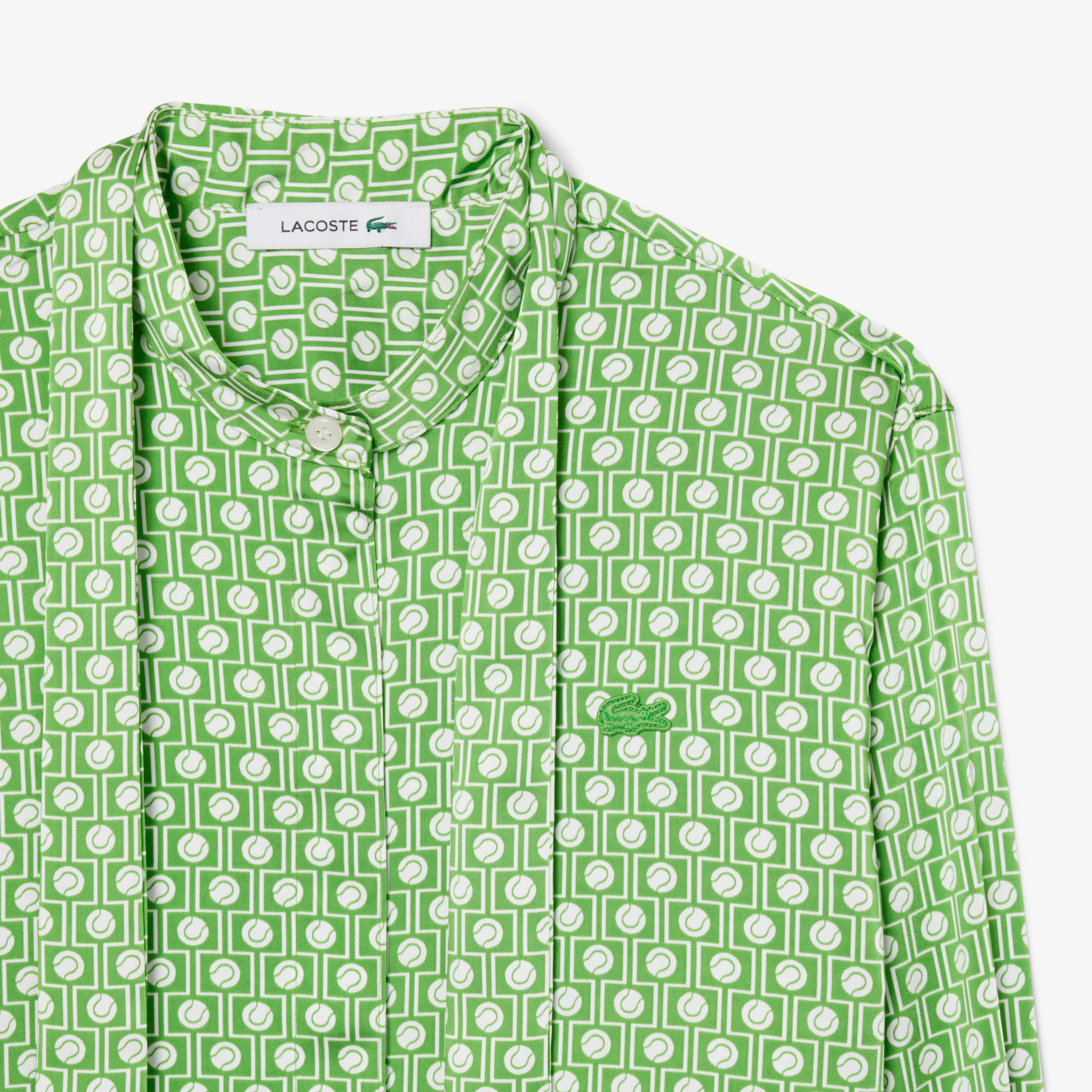 Lacoste Kadın Regular Fit Desenli Yeşil Gömlek görsel 6