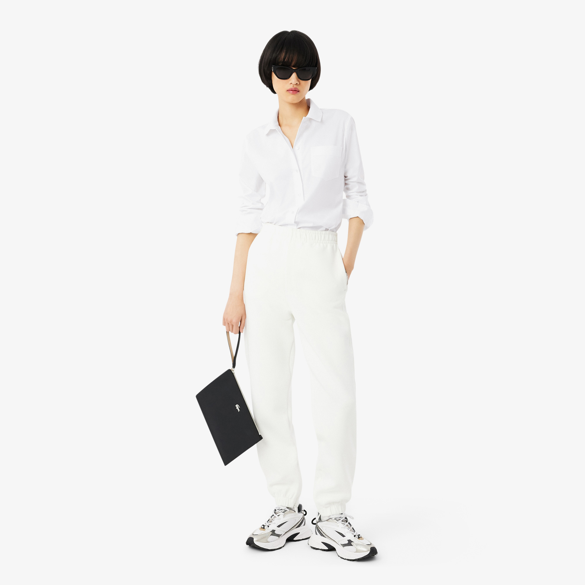 Lacoste Kadın Slim Fit Beyaz Gömlek görsel 4