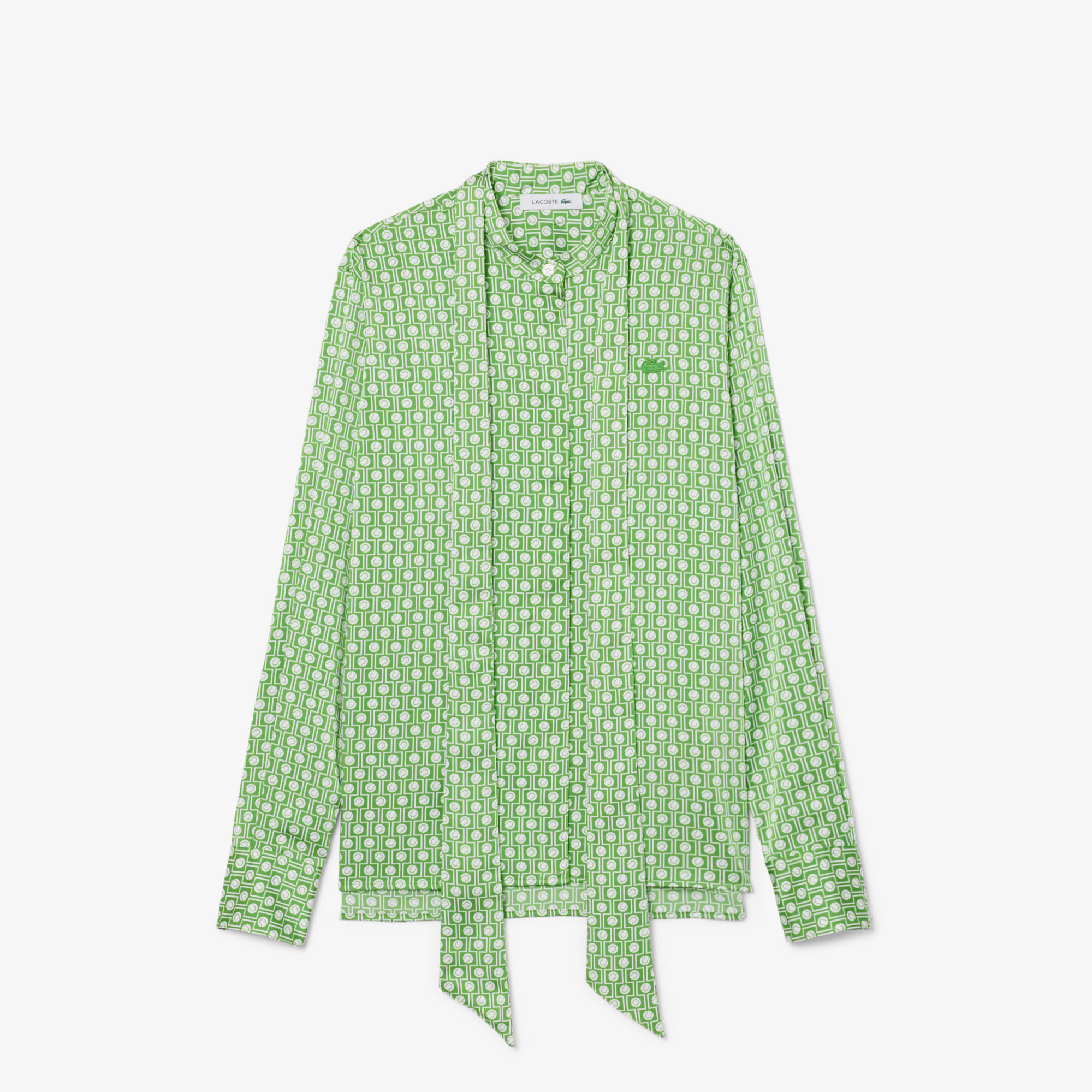 Lacoste Kadın Regular Fit Desenli Yeşil Gömlek görsel 5