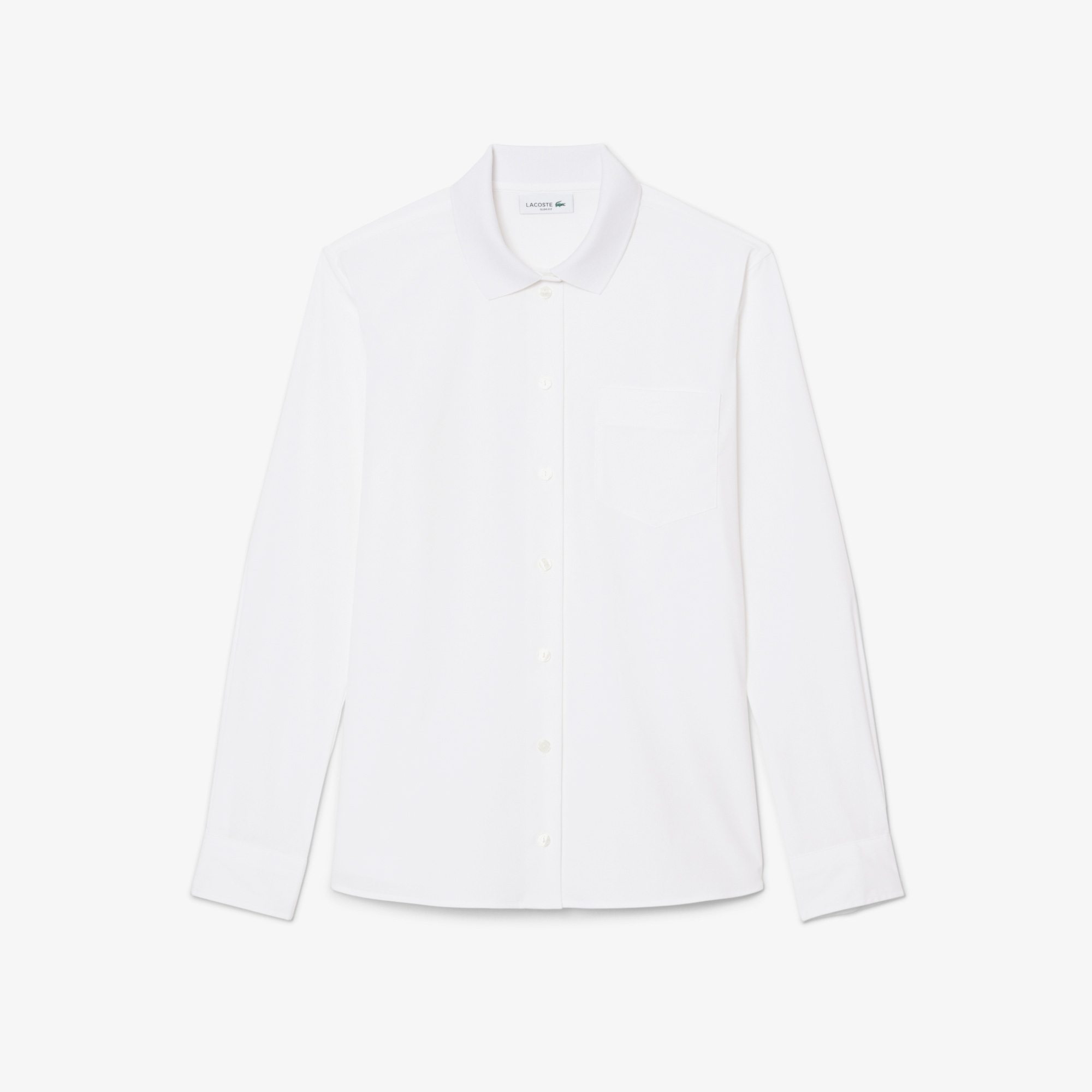 Lacoste Kadın Slim Fit Beyaz Gömlek görsel 5