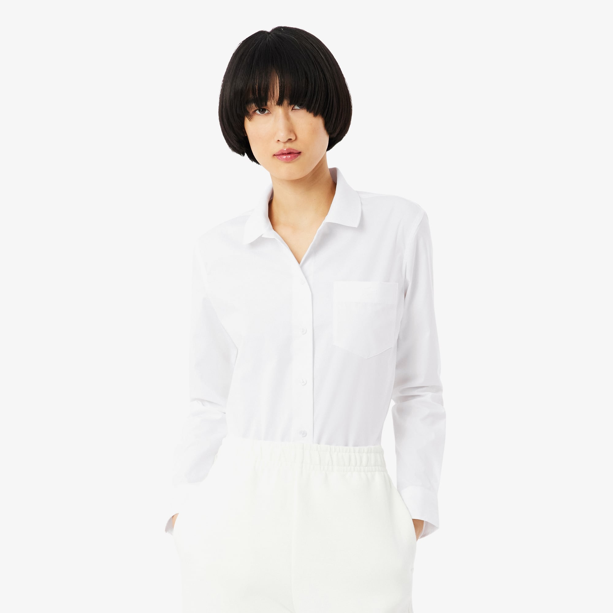 Lacoste Kadın Slim Fit Beyaz Gömlek