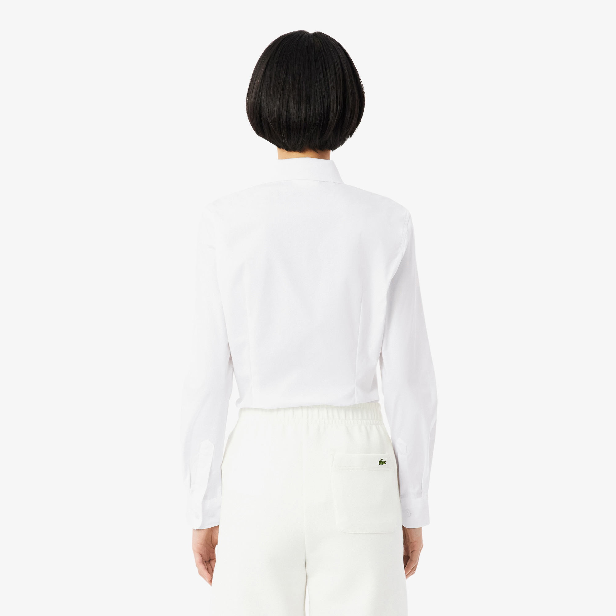 Lacoste Kadın Slim Fit Beyaz Gömlek görsel 3