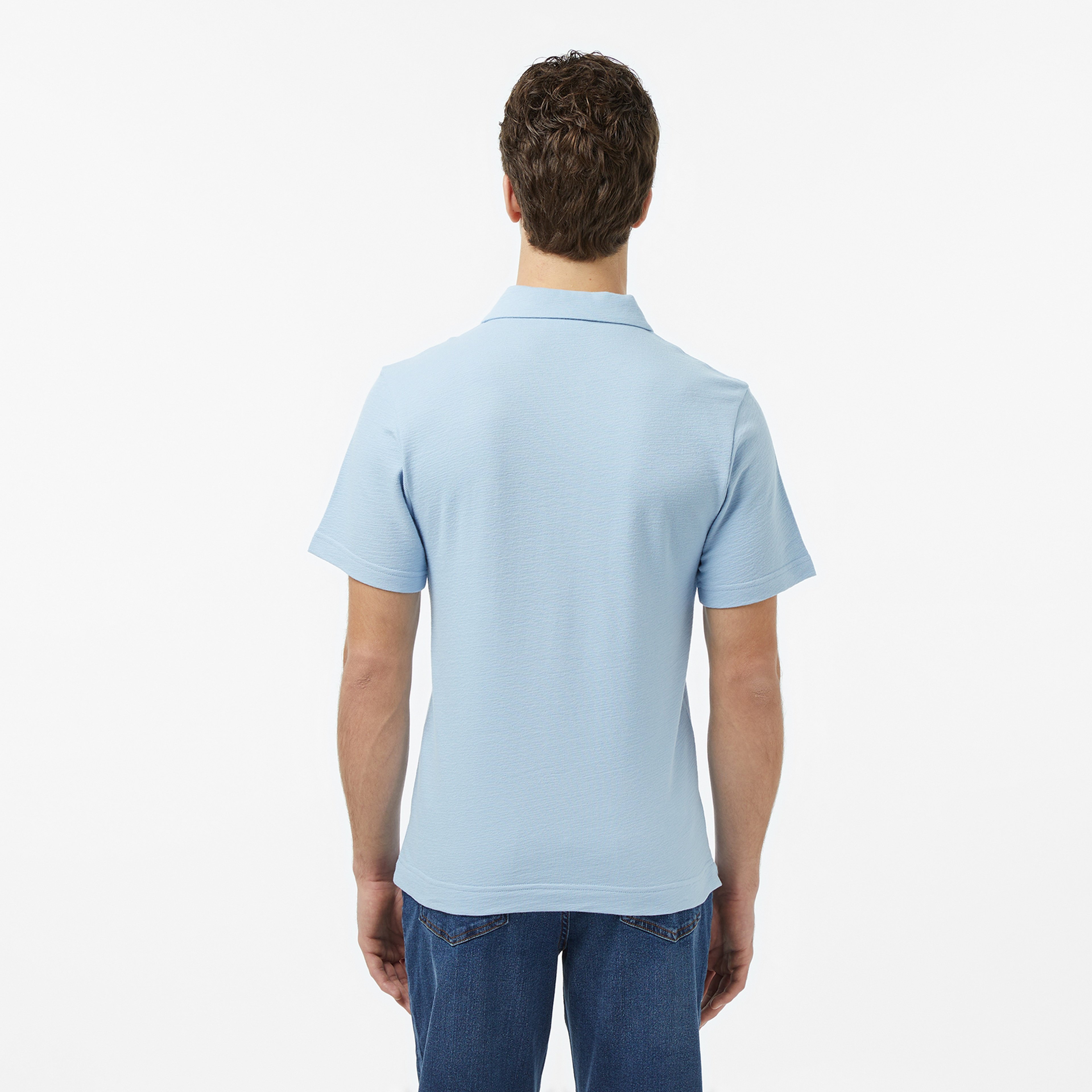 Erkek Classic Fit Mavi Polo