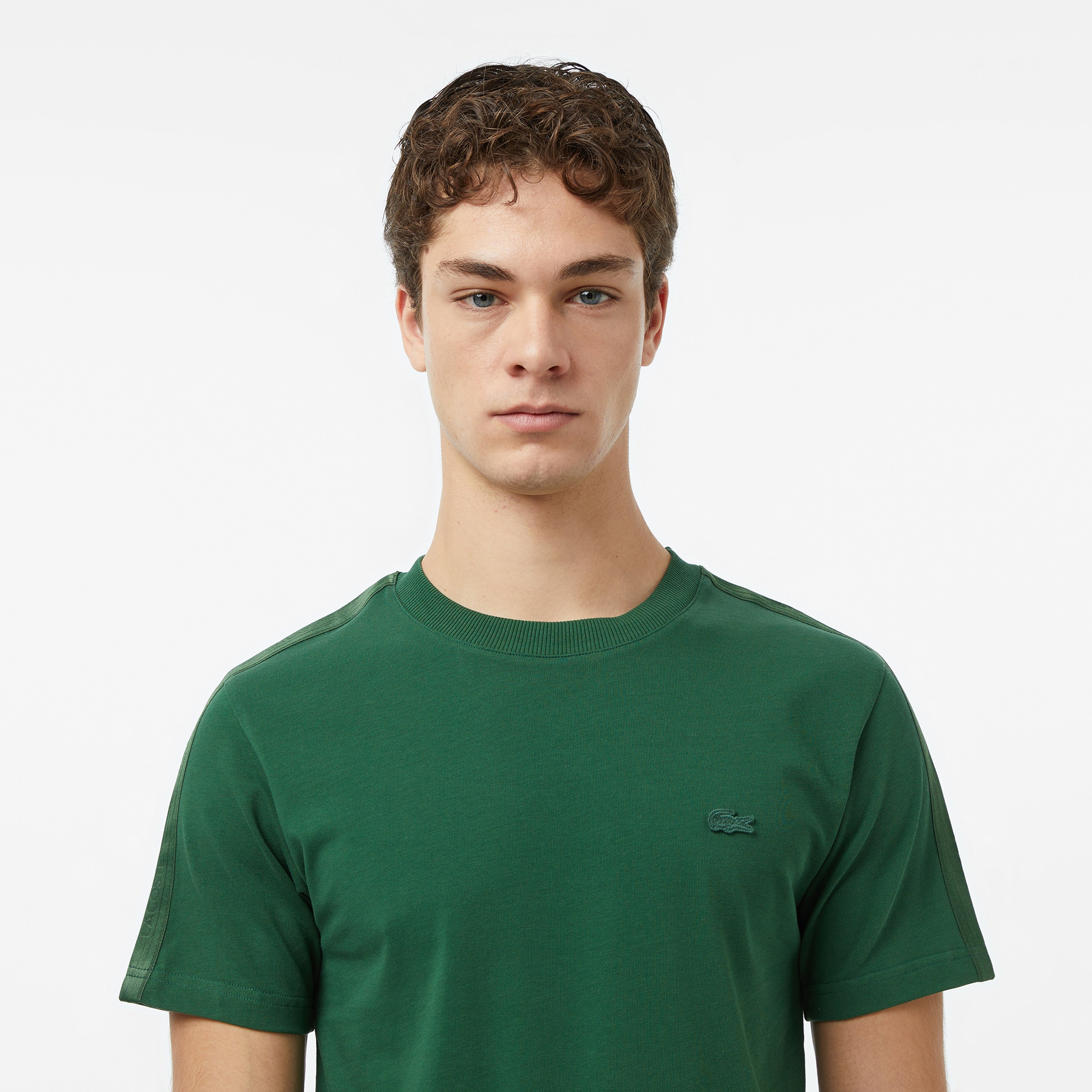 Erkek Regular Fit Bisiklet Yaka Koyu Yeşil T-Shirt