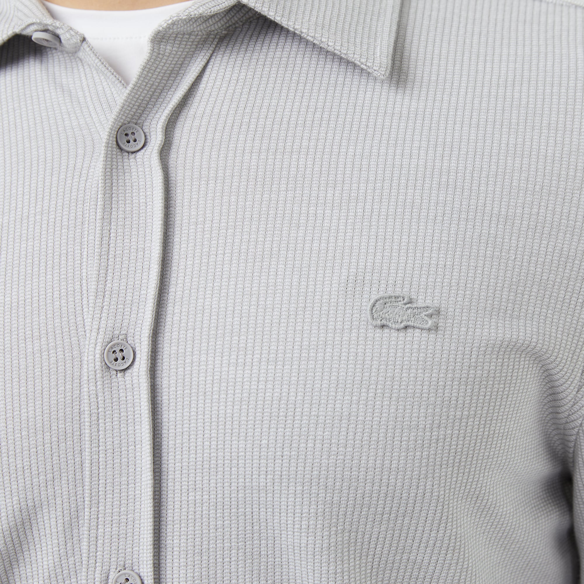 Lacoste Erkek Slim Fit Düğmeli Yaka Gri Gömlek görsel 7