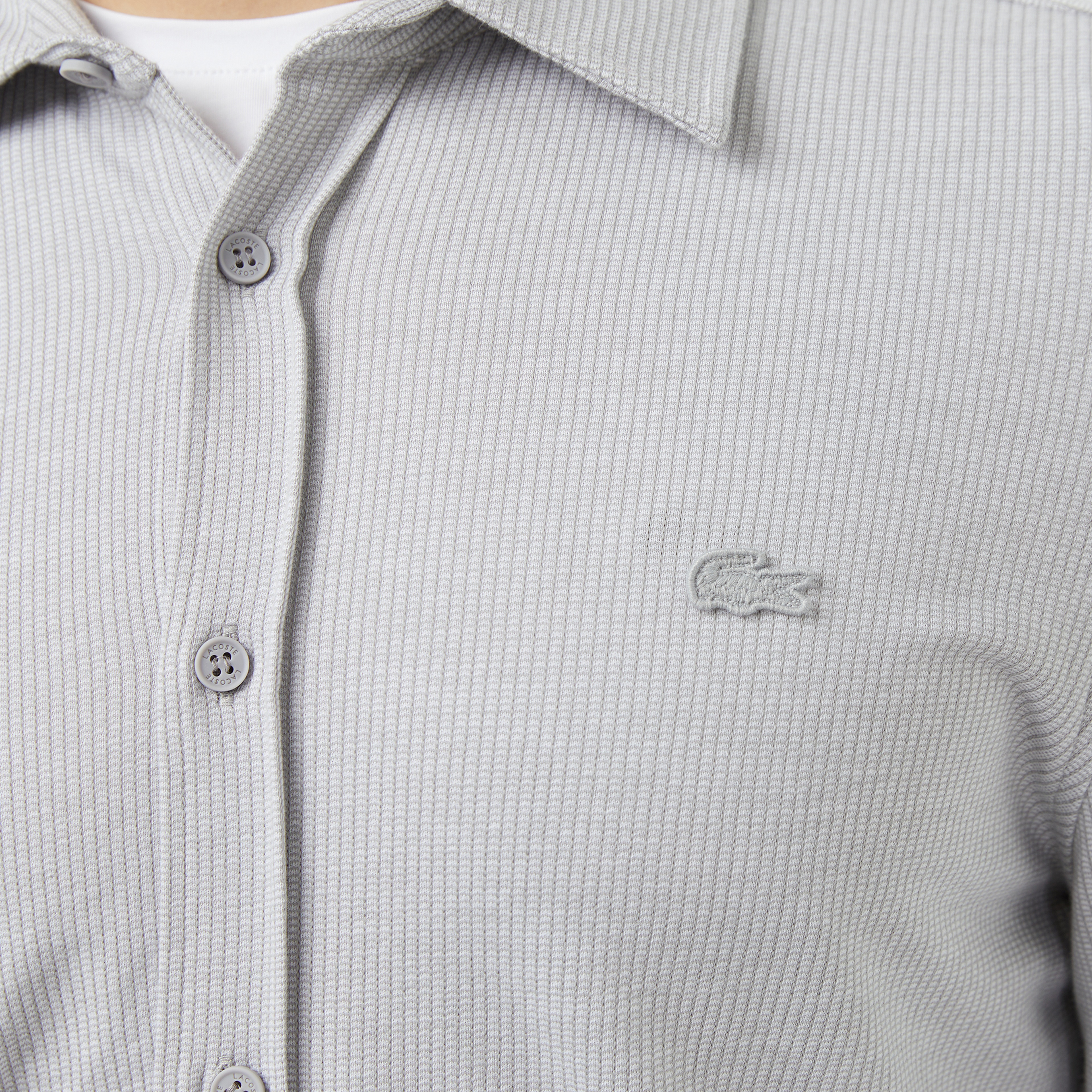 Erkek Slim Fit Düğmeli Yaka Gri Gömlek