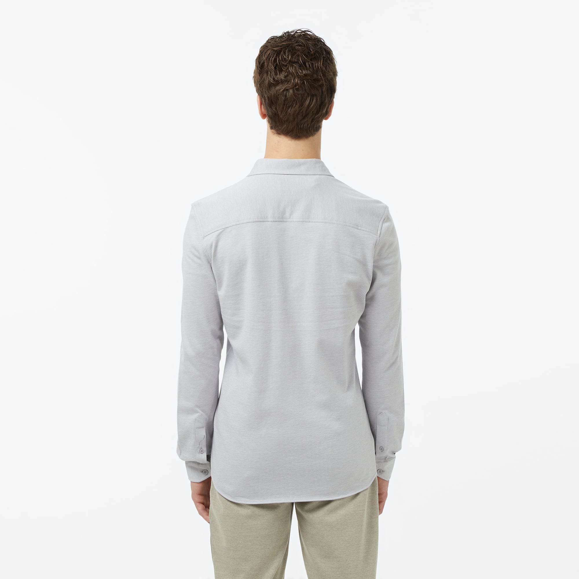 Lacoste Erkek Slim Fit Düğmeli Yaka Gri Gömlek görsel 2