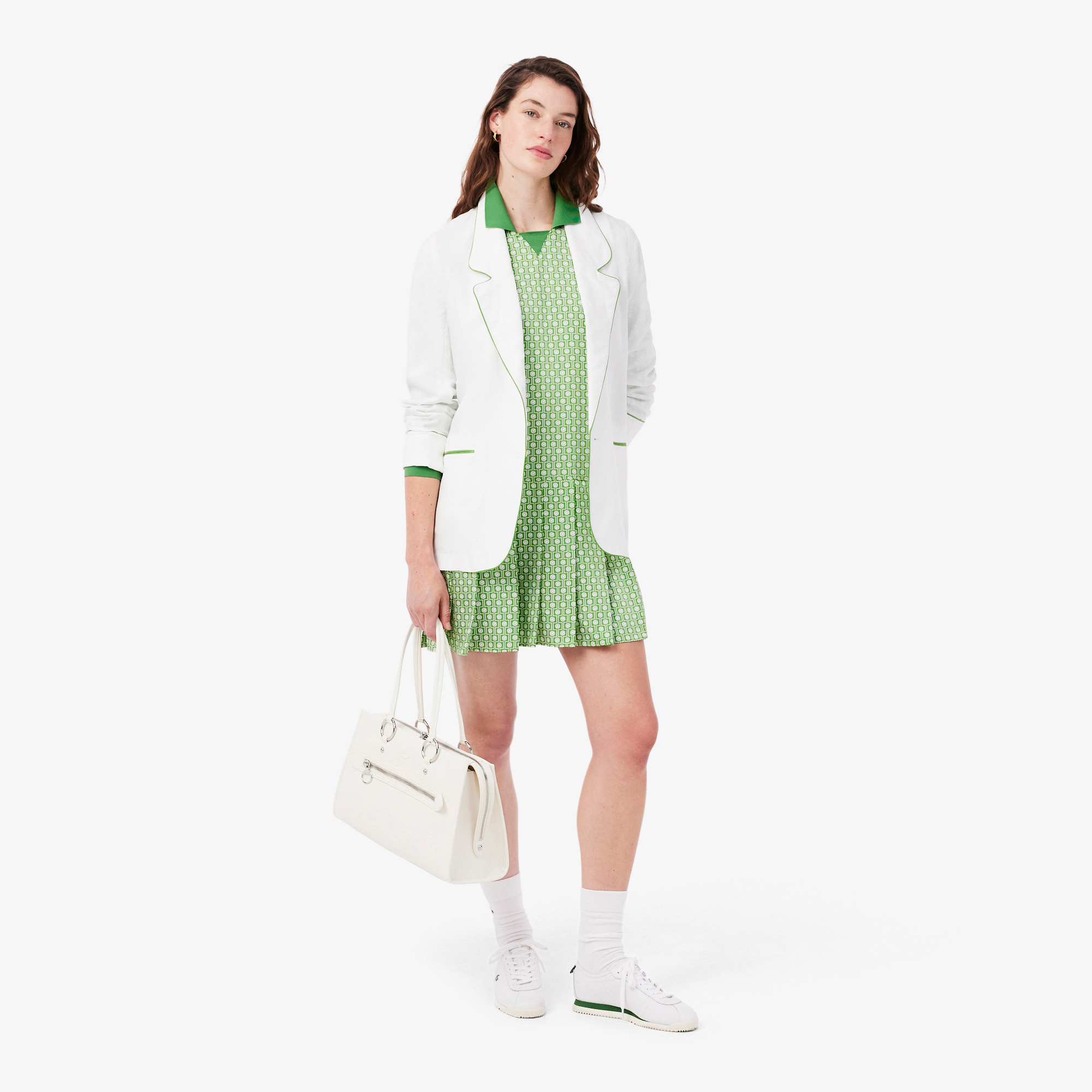 Lacoste Kadın Regular Fit Uzun Kollu Polo Yaka Yeşil Elbise görsel 4