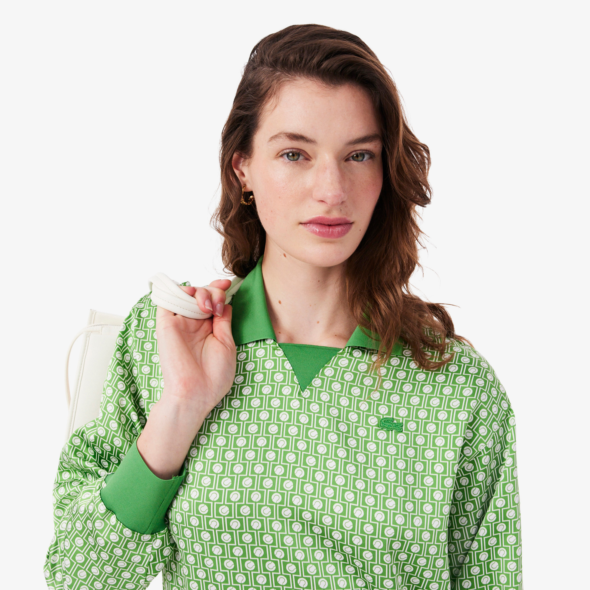 Lacoste Kadın Regular Fit Uzun Kollu Polo Yaka Yeşil Elbise görsel 2