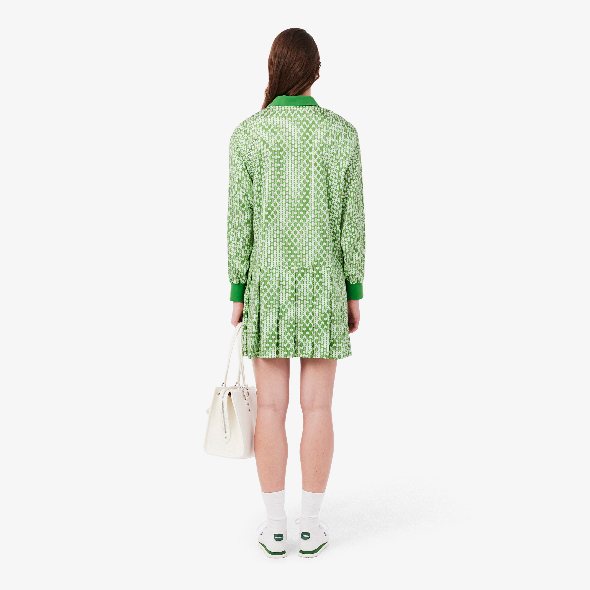 Lacoste Kadın Regular Fit Uzun Kollu Polo Yaka Yeşil Elbise görsel 3
