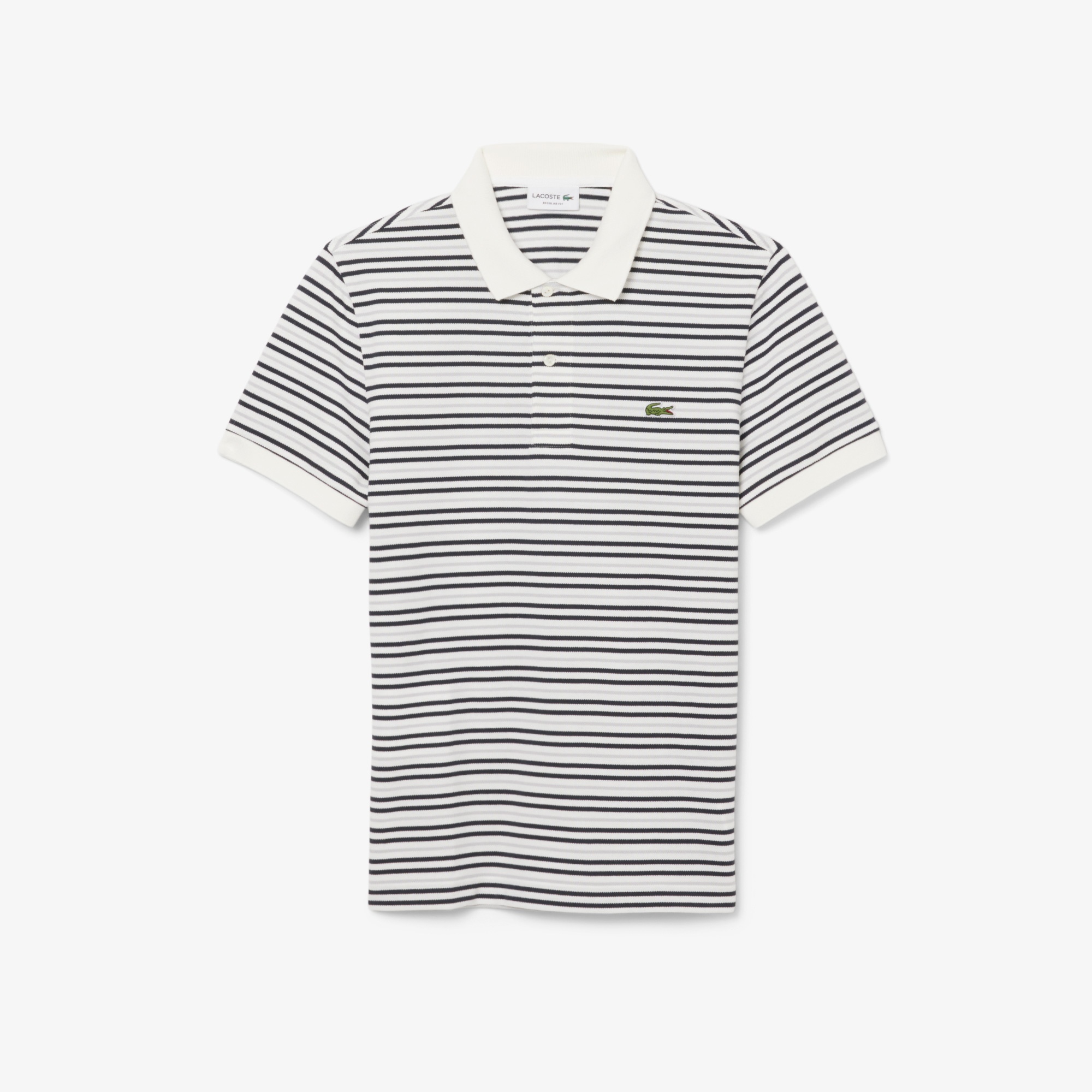 Erkek Classic Fit Çizgili Gri Polo