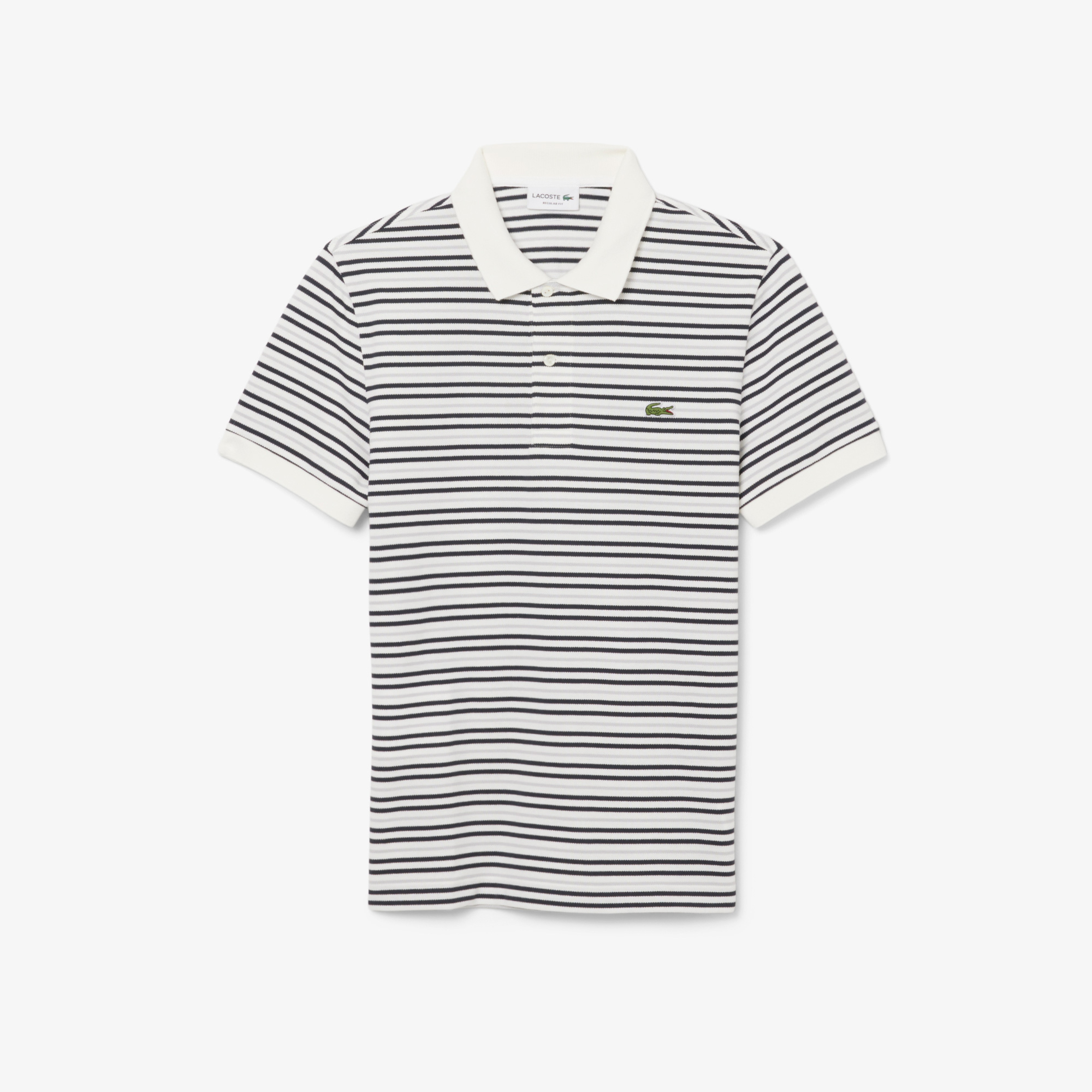 Erkek Classic Fit Çizgili Gri Polo