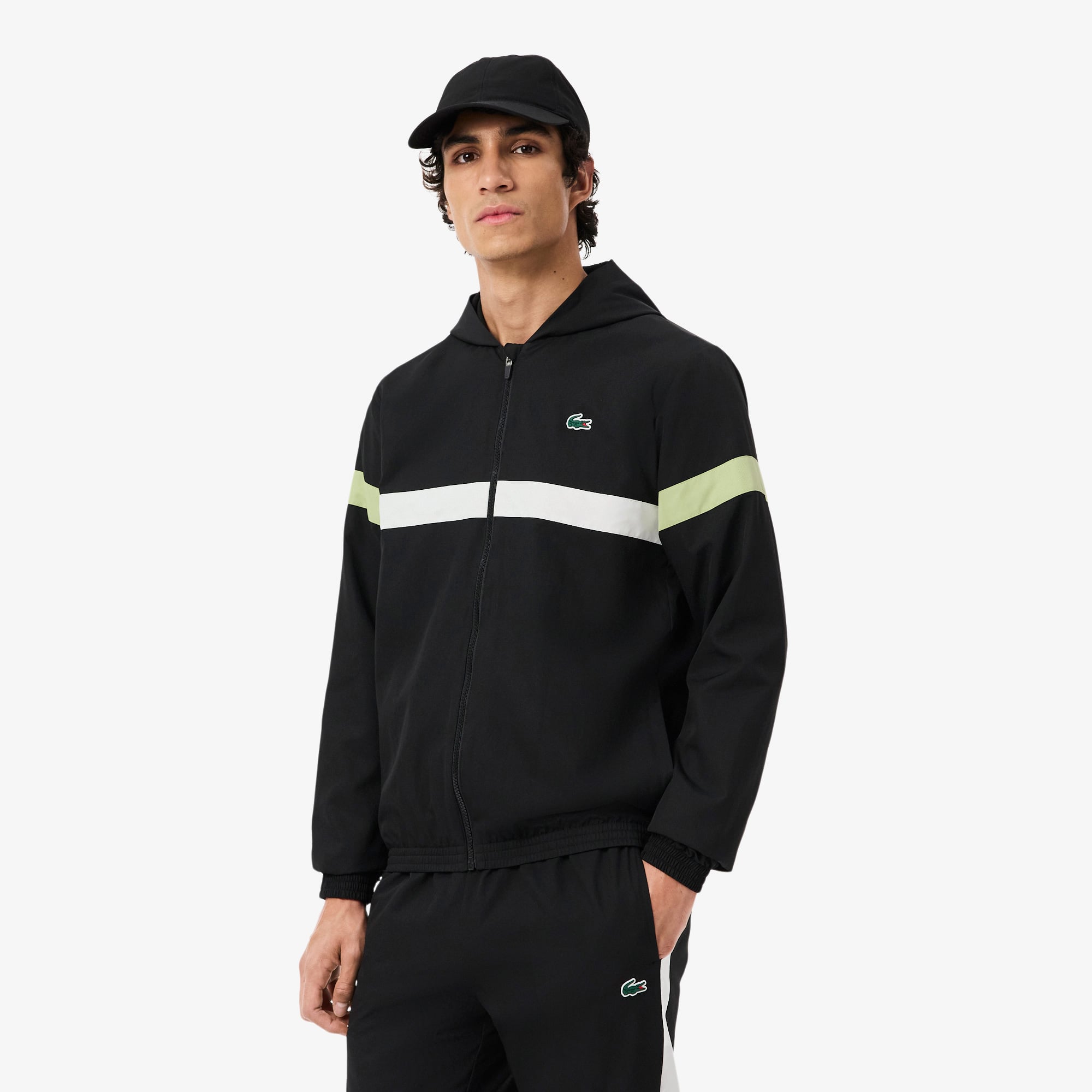 Lacoste Erkek Regular Fit Kapüşonlu Renk Bloklu Siyah Eşofman Takımı görsel 2
