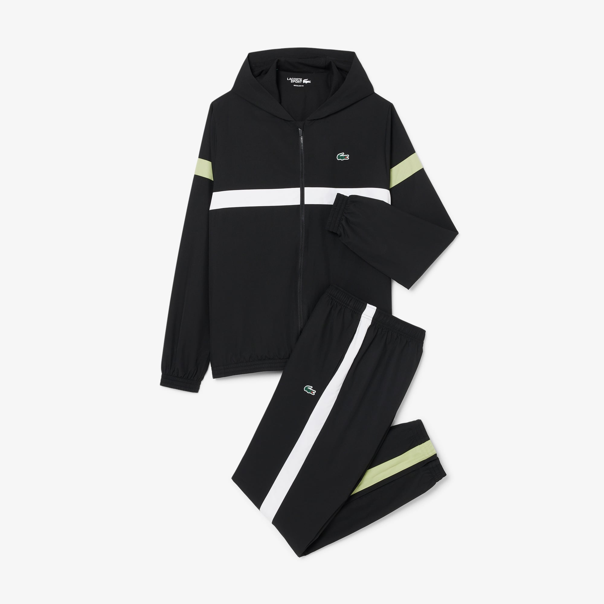 Lacoste Erkek Regular Fit Kapüşonlu Renk Bloklu Siyah Eşofman Takımı görsel 6