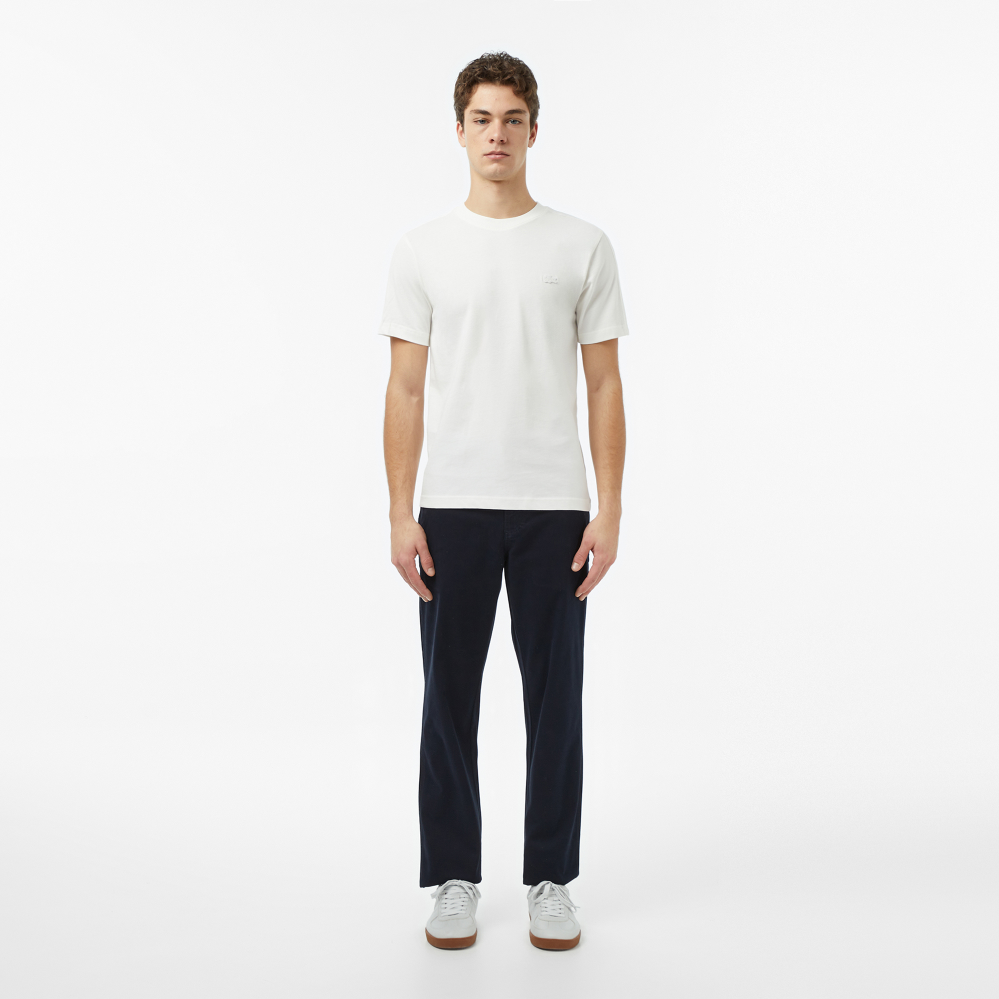 Lacoste Erkek Regular Fit Bisiklet Yaka Krem T-Shirt görsel 5