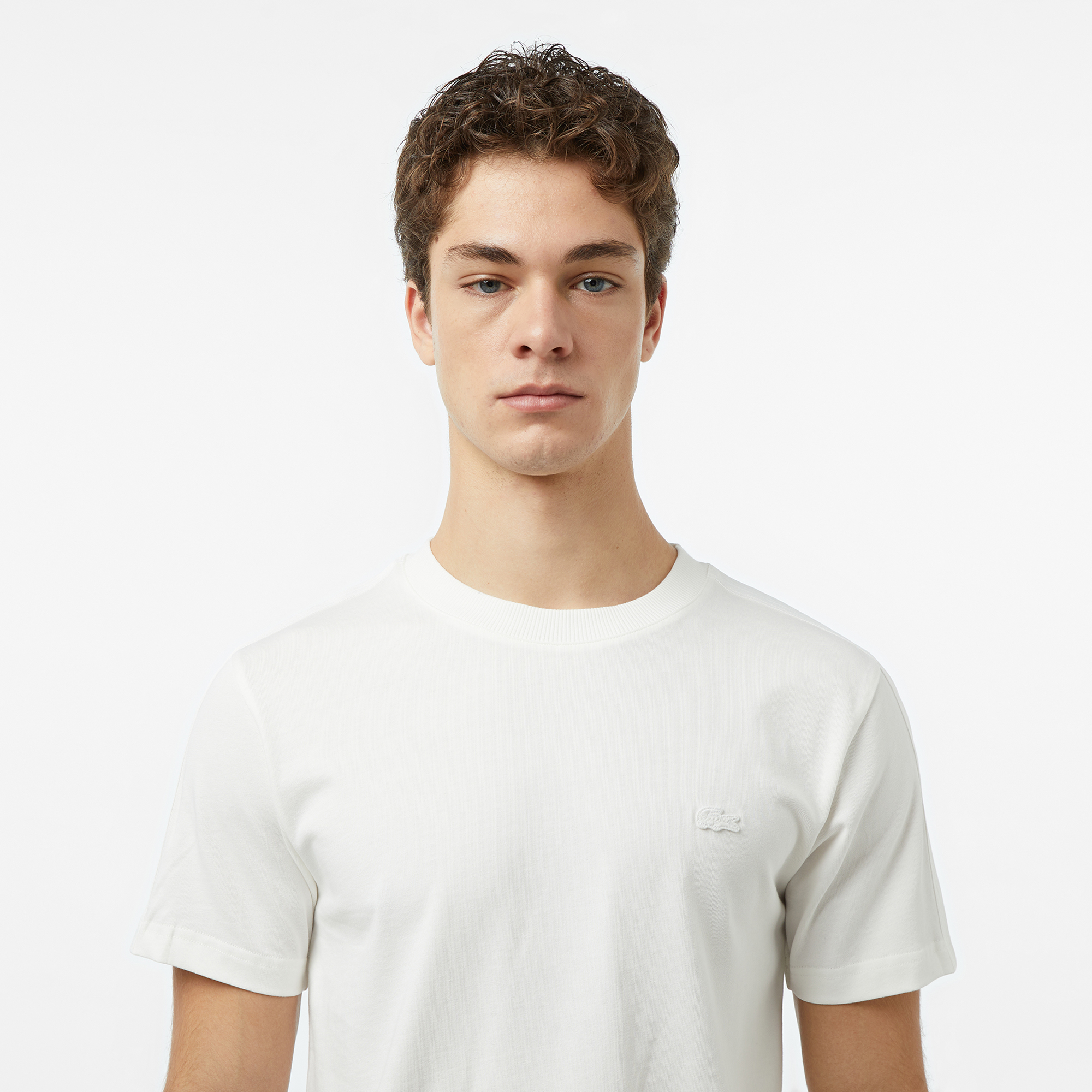 Lacoste Erkek Regular Fit Bisiklet Yaka Krem T-Shirt görsel 6